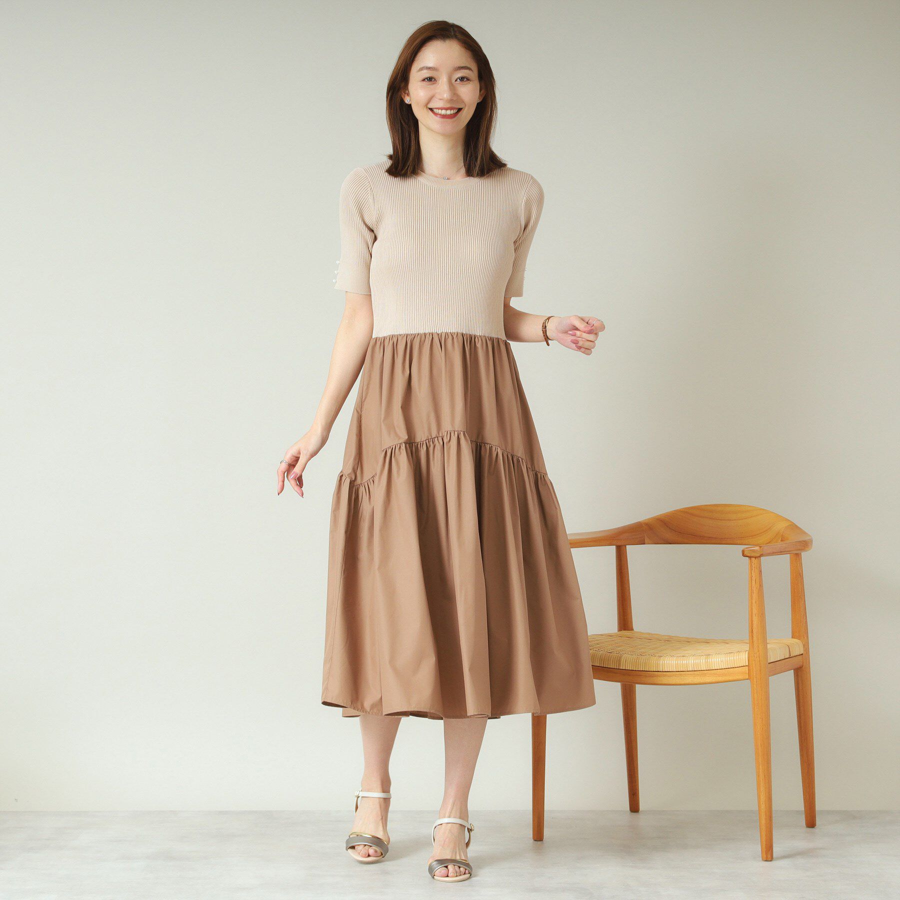 ITS&rsquo;DEMO「【手洗い可】ニットドッキングワンピース」|ワンピース|ベージュ(052)