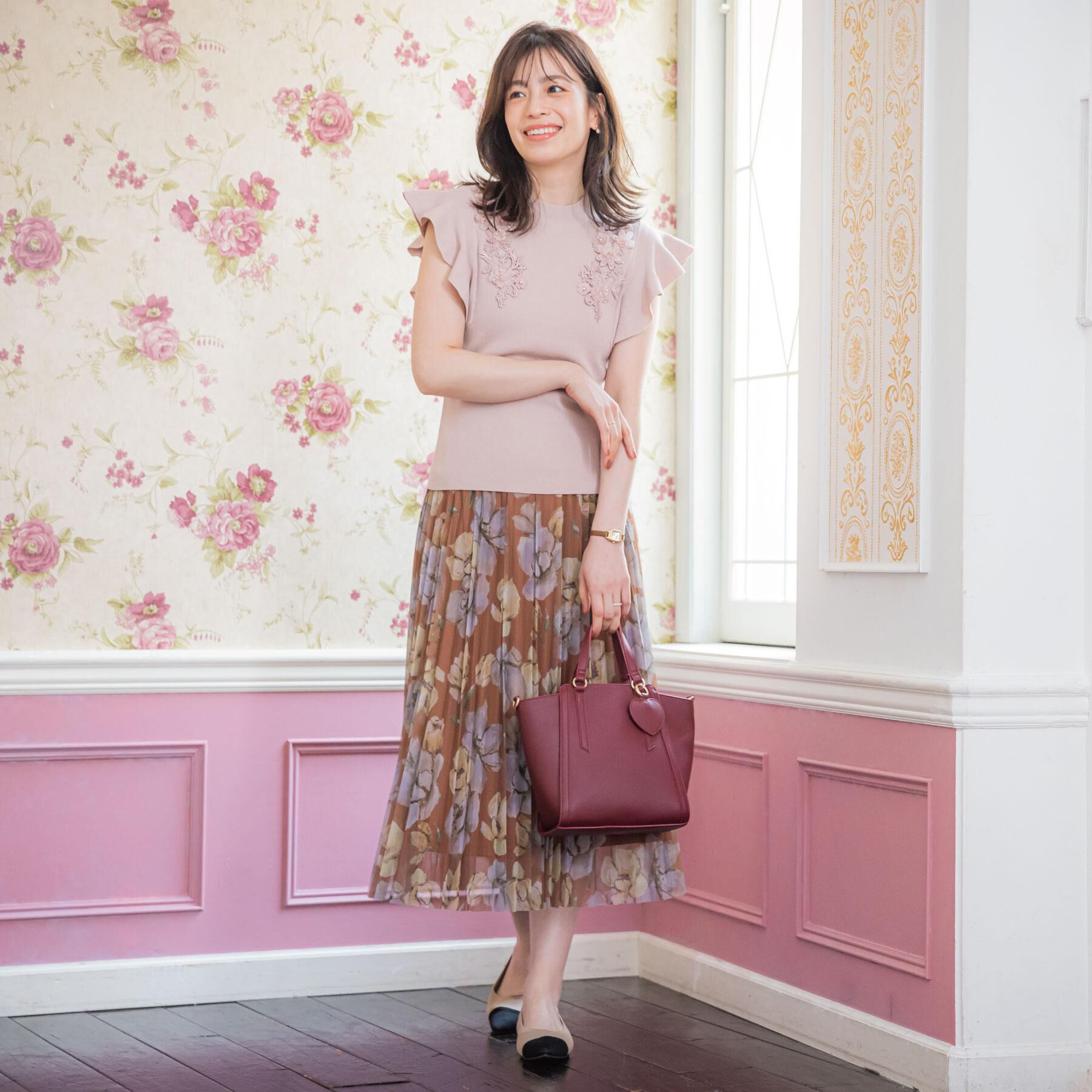 ITS&rsquo;DEMO「【手洗い可】花レースフリル袖ニット」|ニット・セーター|