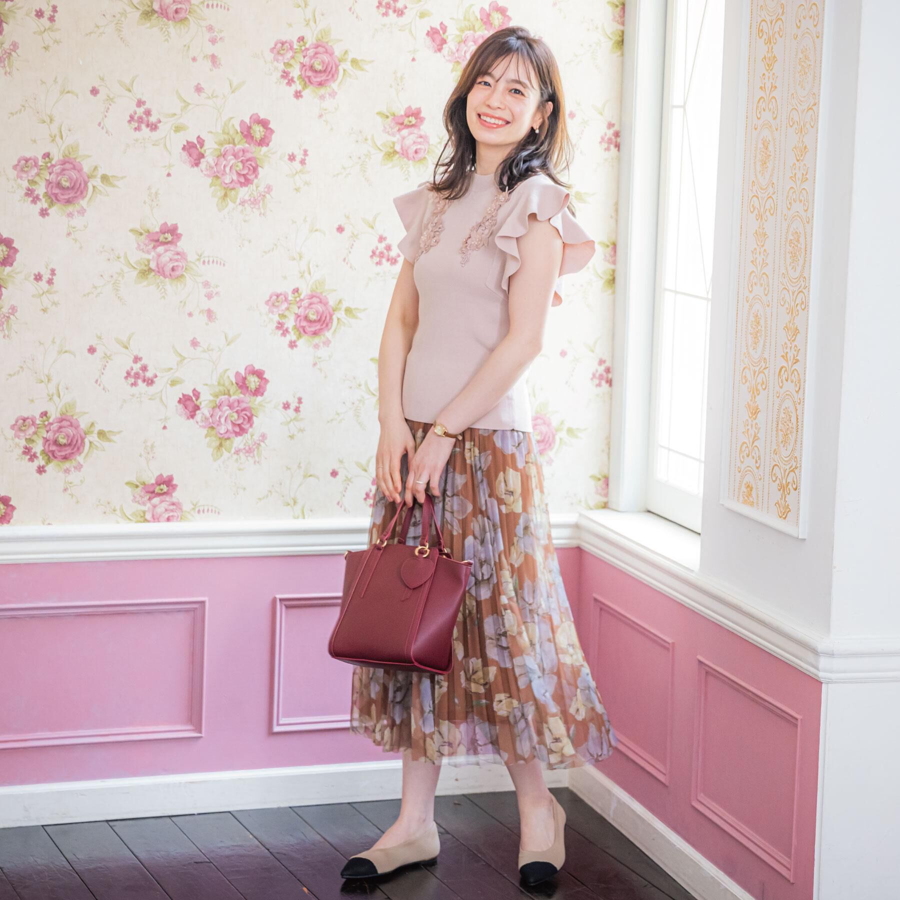 ITS&rsquo;DEMO「【手洗い可】花レースフリル袖ニット」|ニット・セーター|