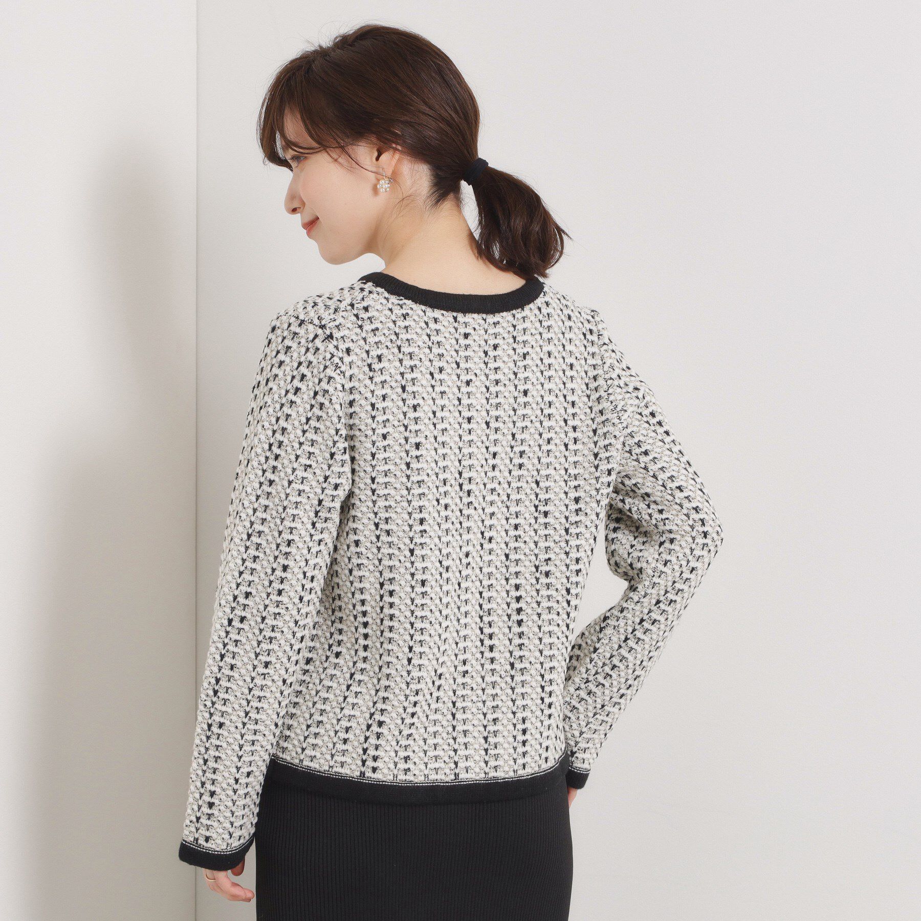 ITS&rsquo;DEMO「【手洗い可】ラメツイードニットジャケット」|ノーカラージャケット|