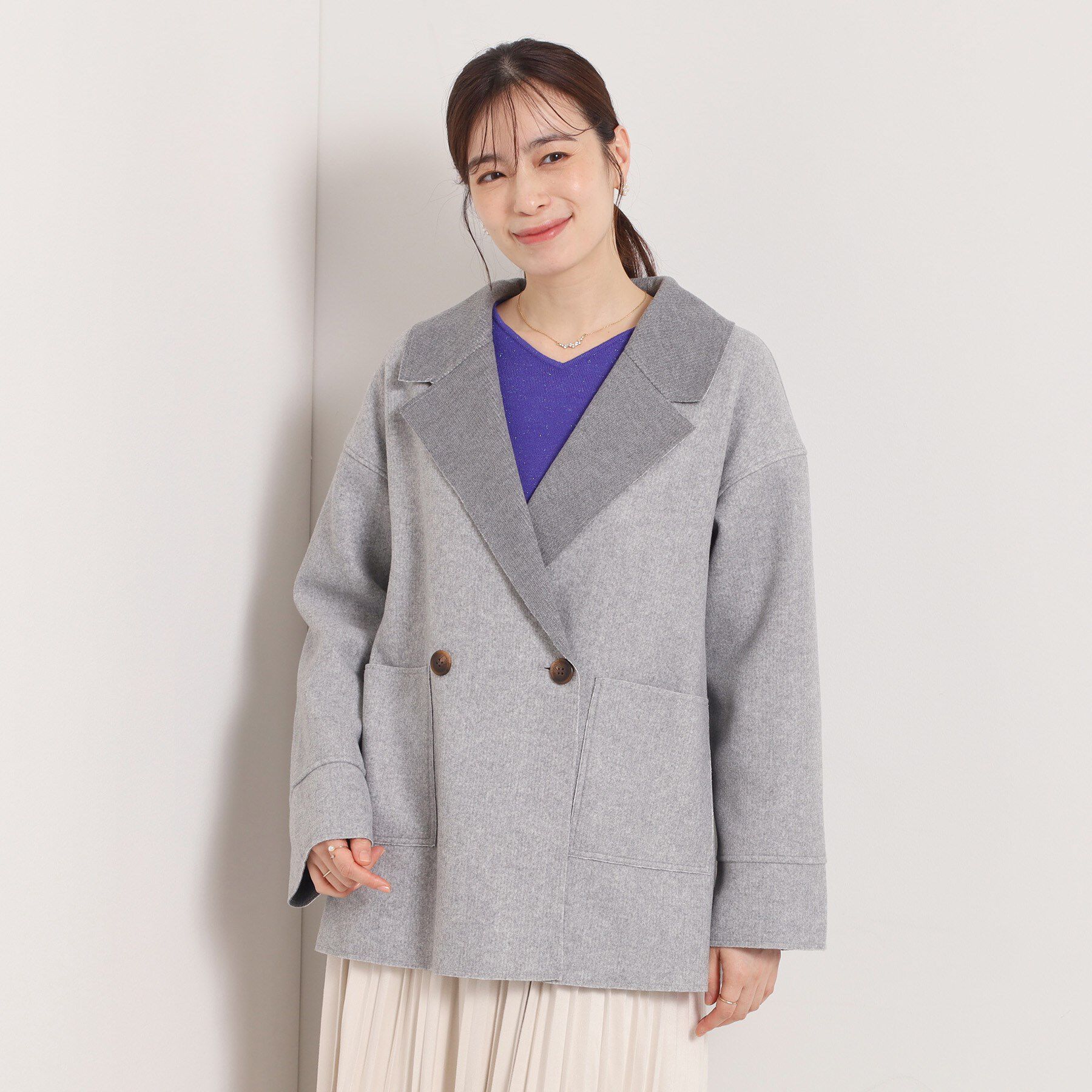 ITS&rsquo;DEMO「裏リブミディ丈ダブルコート」|チェスターコート|