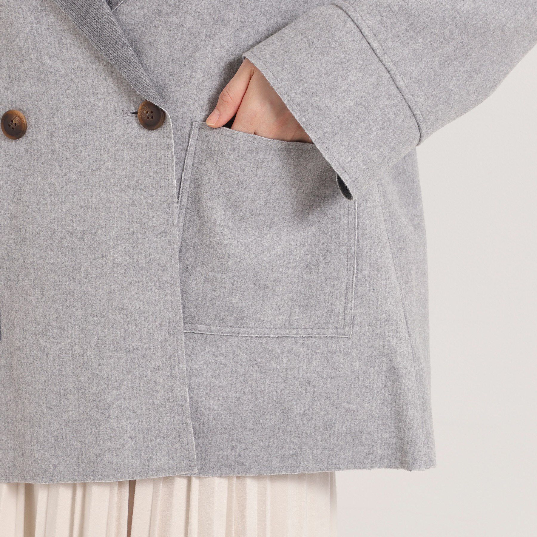 ITS&rsquo;DEMO「裏リブミディ丈ダブルコート」|チェスターコート|