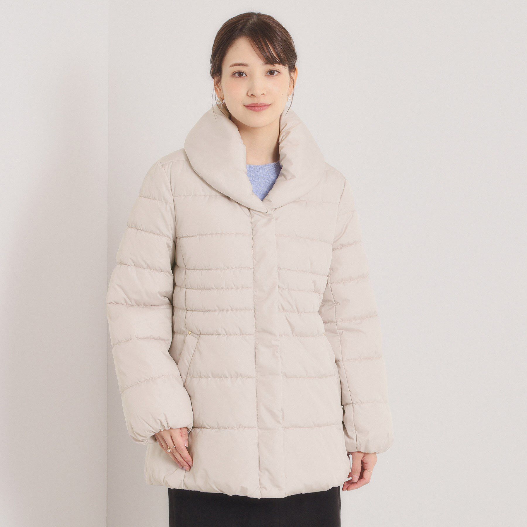 ITS&rsquo;DEMO「【撥水加工】ショールカラー中綿ミディ丈コート」|ダウン|