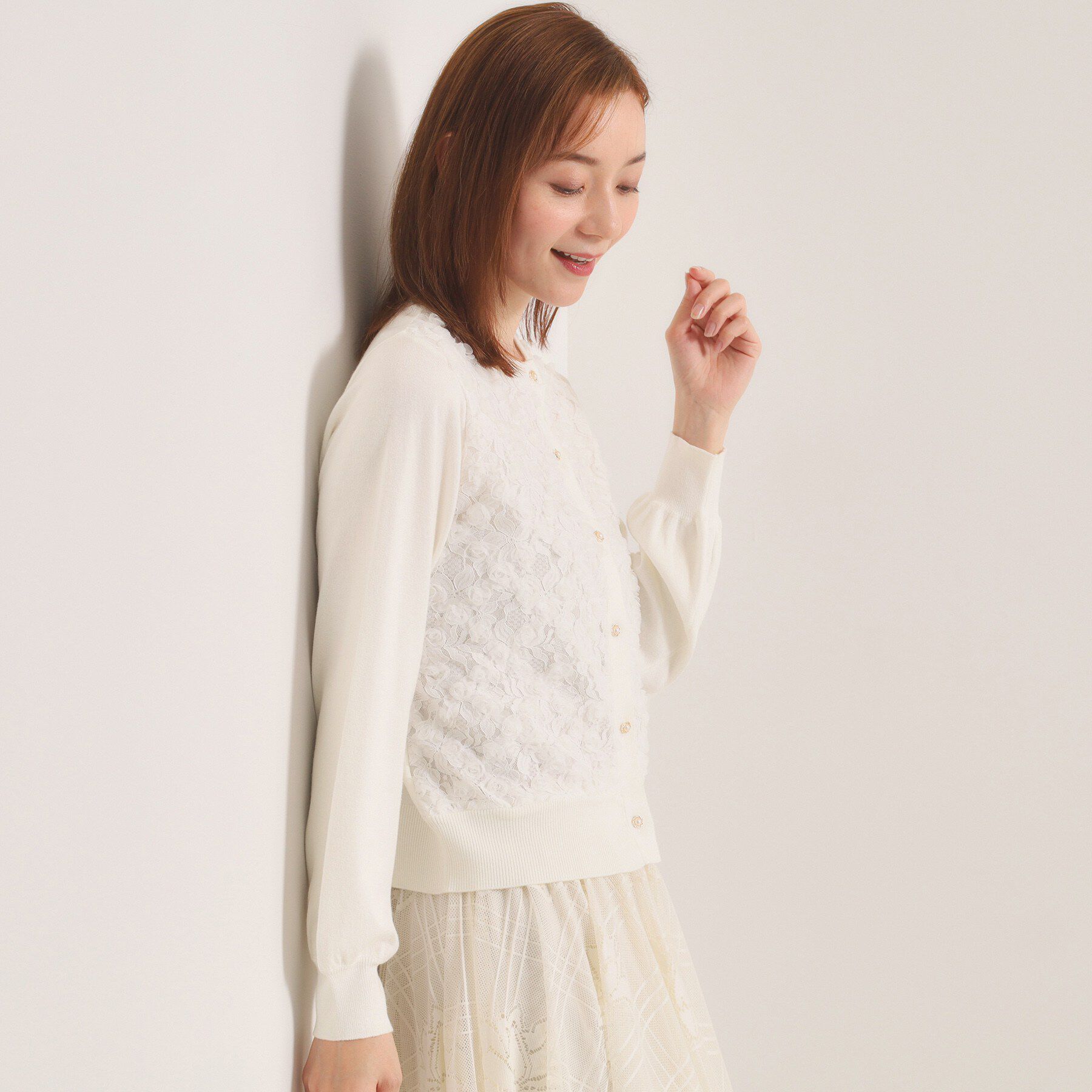 ITS&rsquo;DEMO「【手洗い可】フロントレースニットカーデ」|カーディガン|