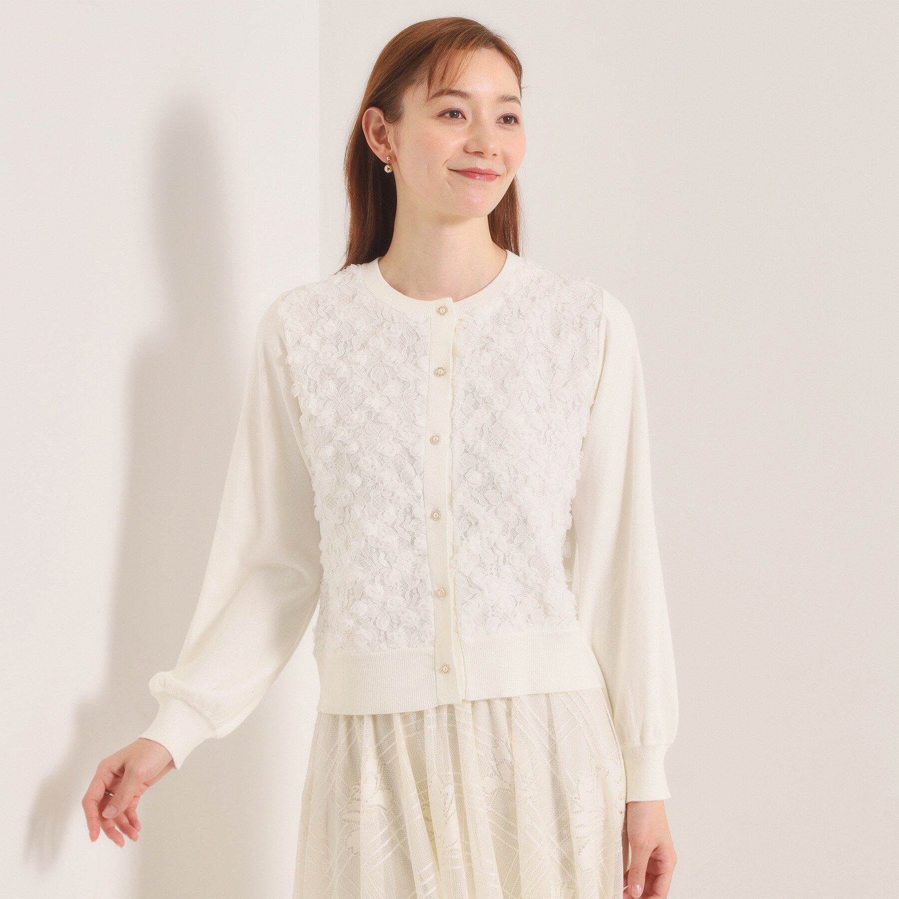 ITS&rsquo;DEMO「【手洗い可】フロントレースニットカーデ」|カーディガン|