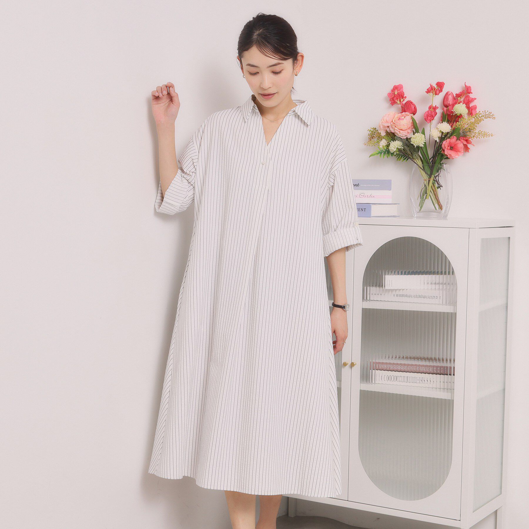 ITS&rsquo;DEMO「【手洗い可】サッカーストライプスキッパーワンピース」|ワンピース|