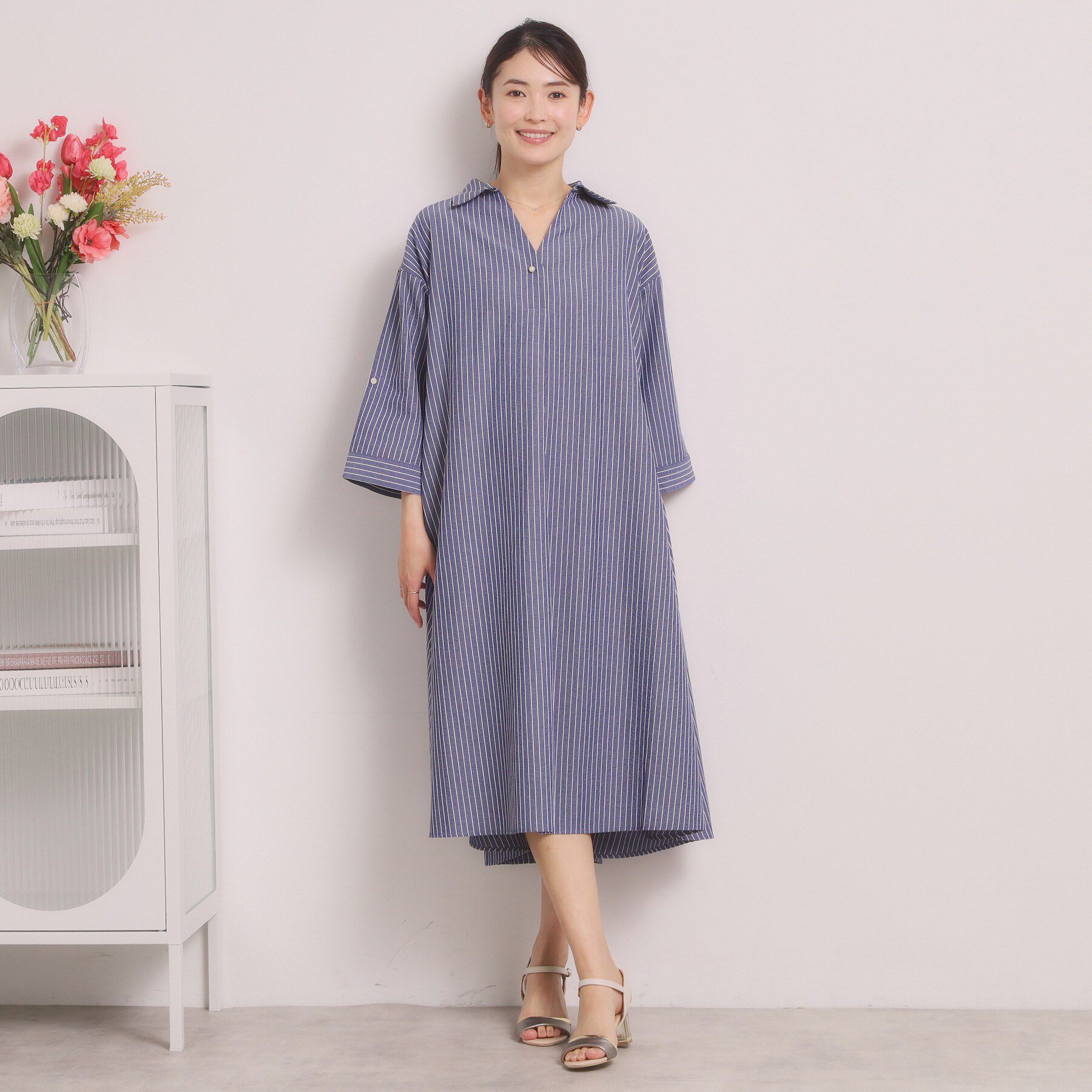 ITS&rsquo;DEMO「【手洗い可】サッカーストライプスキッパーワンピース」|ワンピース|