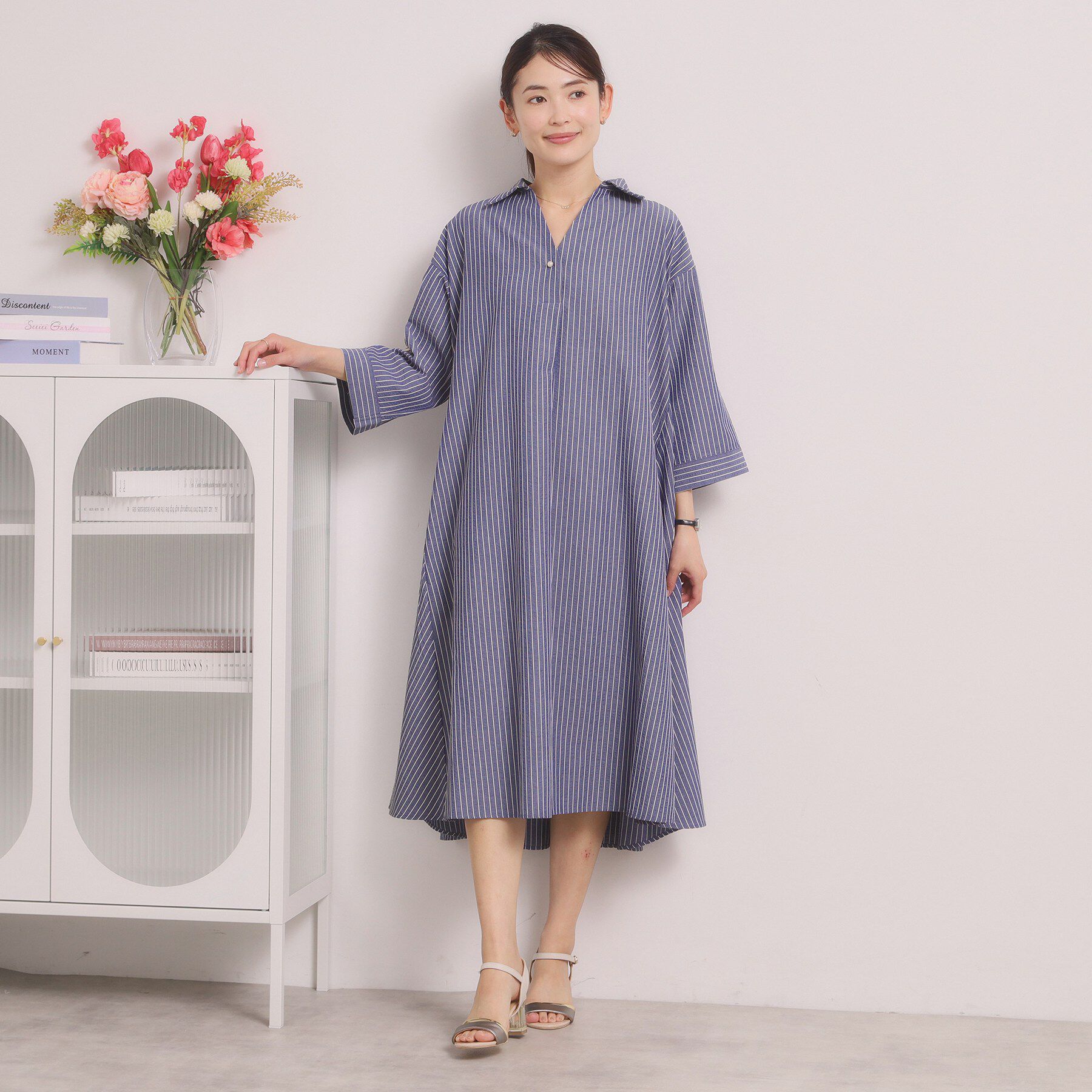 ITS&rsquo;DEMO「【手洗い可】サッカーストライプスキッパーワンピース」|ワンピース|