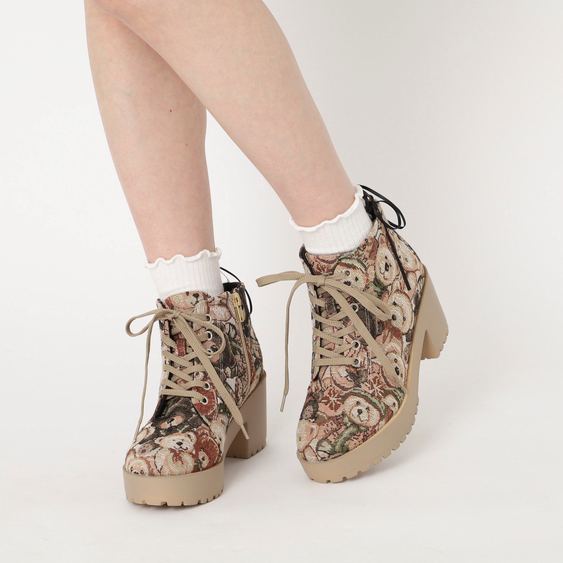 csT&P「一体厚底レースアップブーツ」|ショートブーツ|