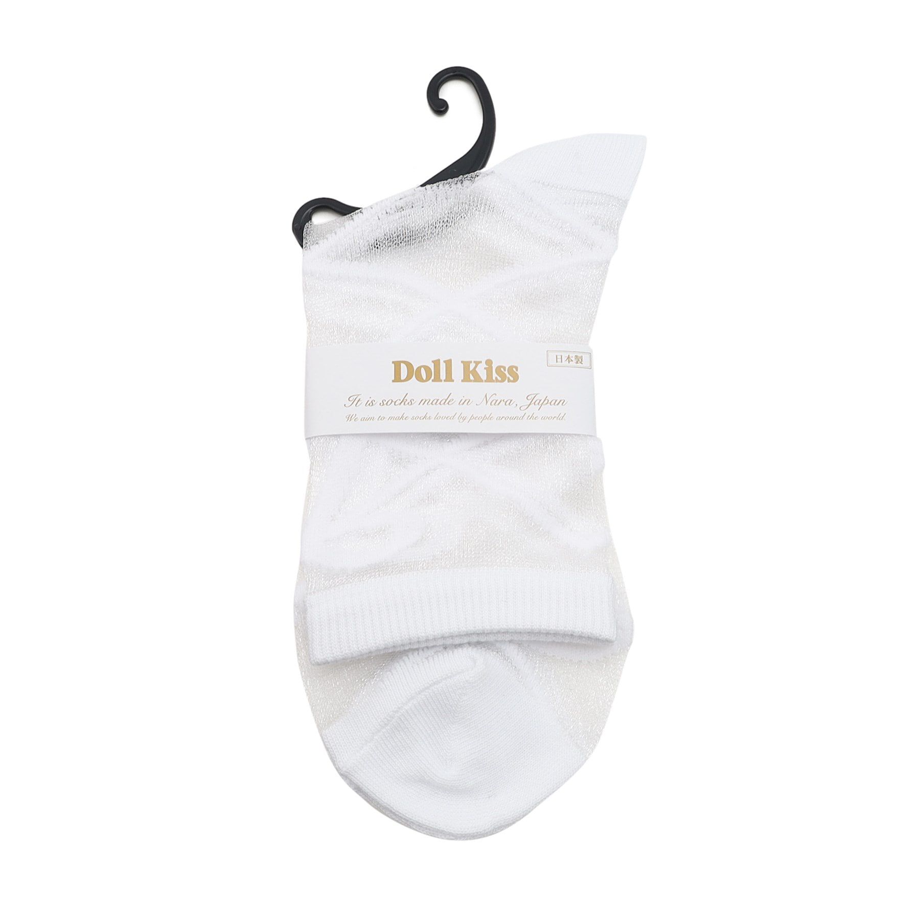 Doll Kiss「シースルー編み上げリボン　靴下」|ソックス|ﾎﾜｲﾄ(001)