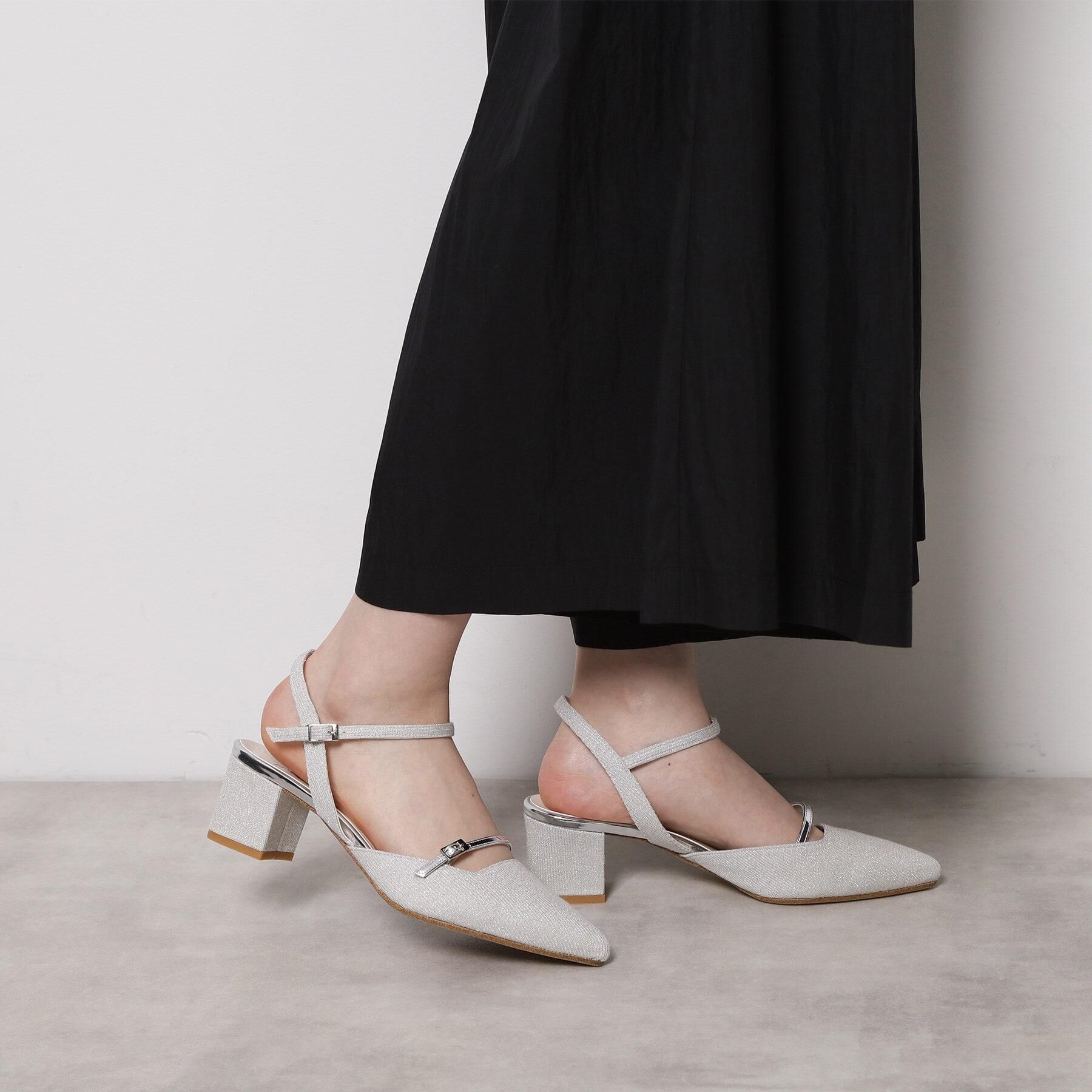 ESPERANZA「ポインテッドアンクルストラップパンプス」|パンプス|シルバー(306)