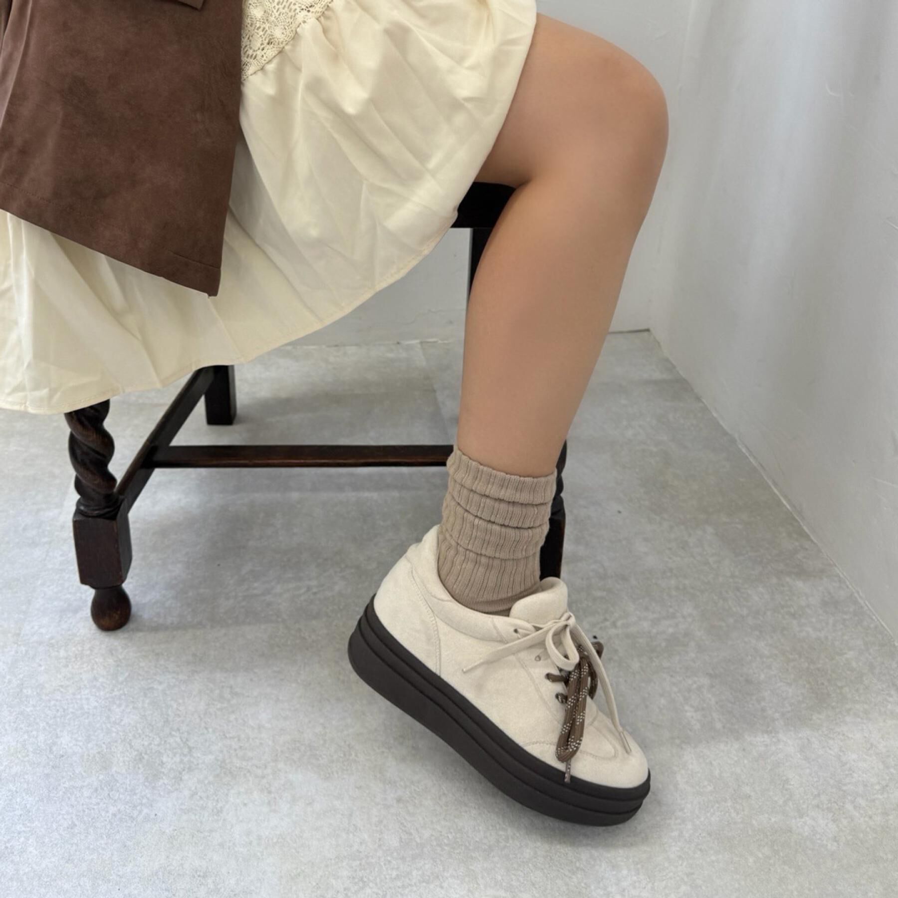 ESPERANZA「ミックスシューレーススニーカー」|スニーカー|ベージュ(152)