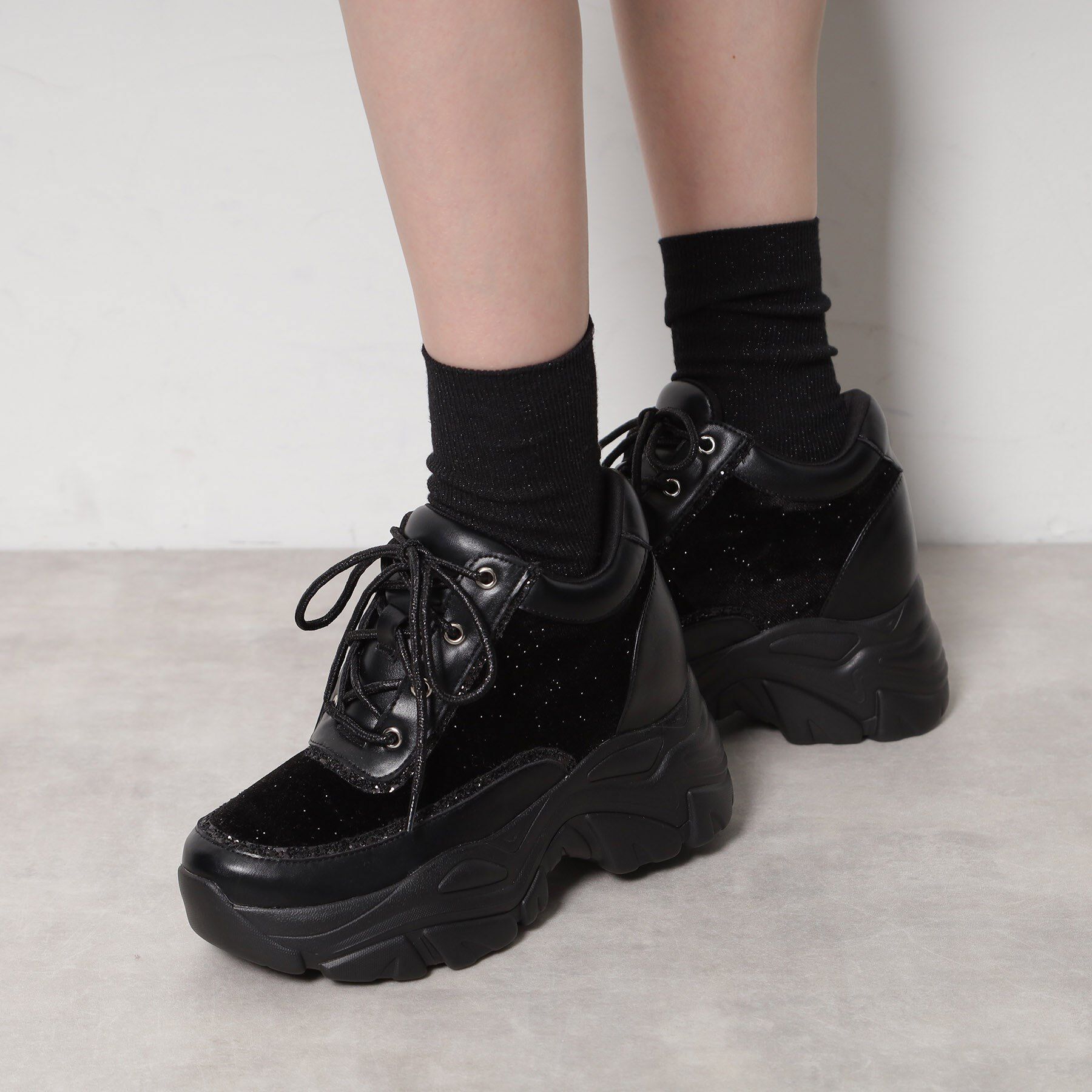 ESPERANZA「ベルベットラメスニーカー」|スニーカー|ブラック(919)