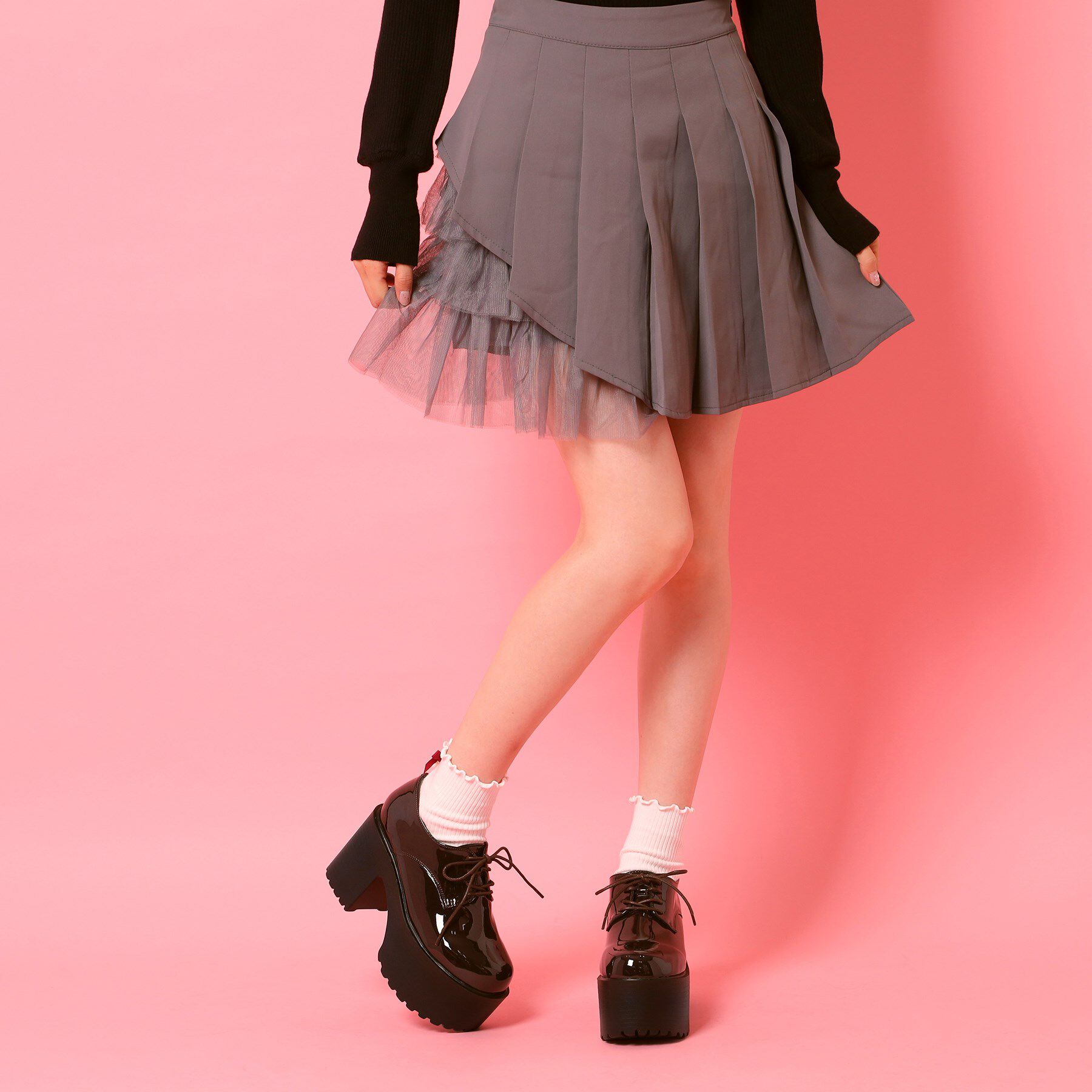 csT&P「厚底レースアップマニッシュパンプス」|パンプス|