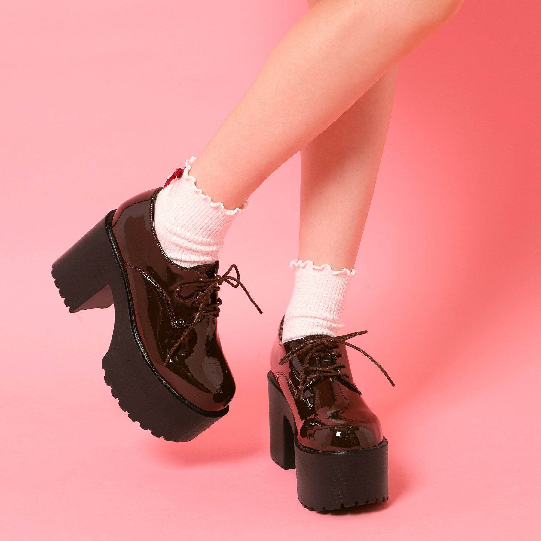 csT&P「厚底レースアップマニッシュパンプス」|パンプス|ブラウン(243)