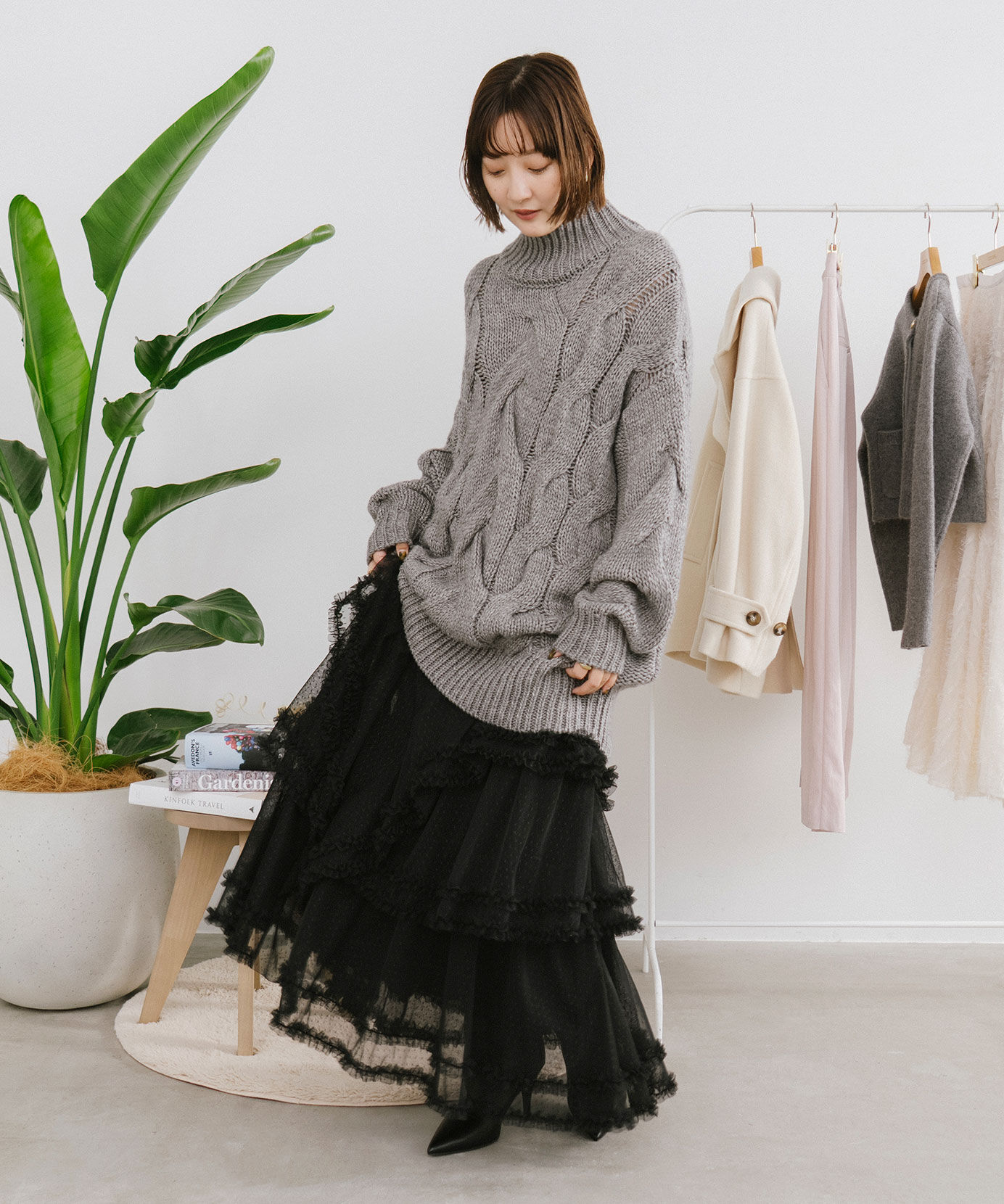 COCO DEAL「ドットチュールティアードフレアスカート」|スカート|