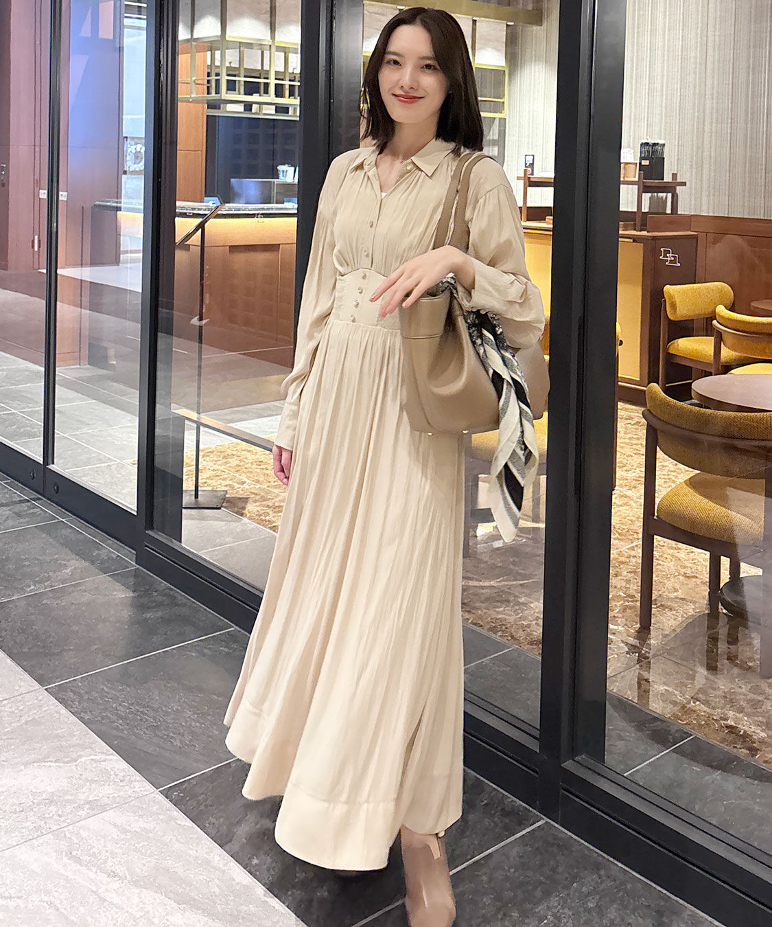 COCO DEAL「ウエストシャーリングシャツワンピース」|ワンピース|