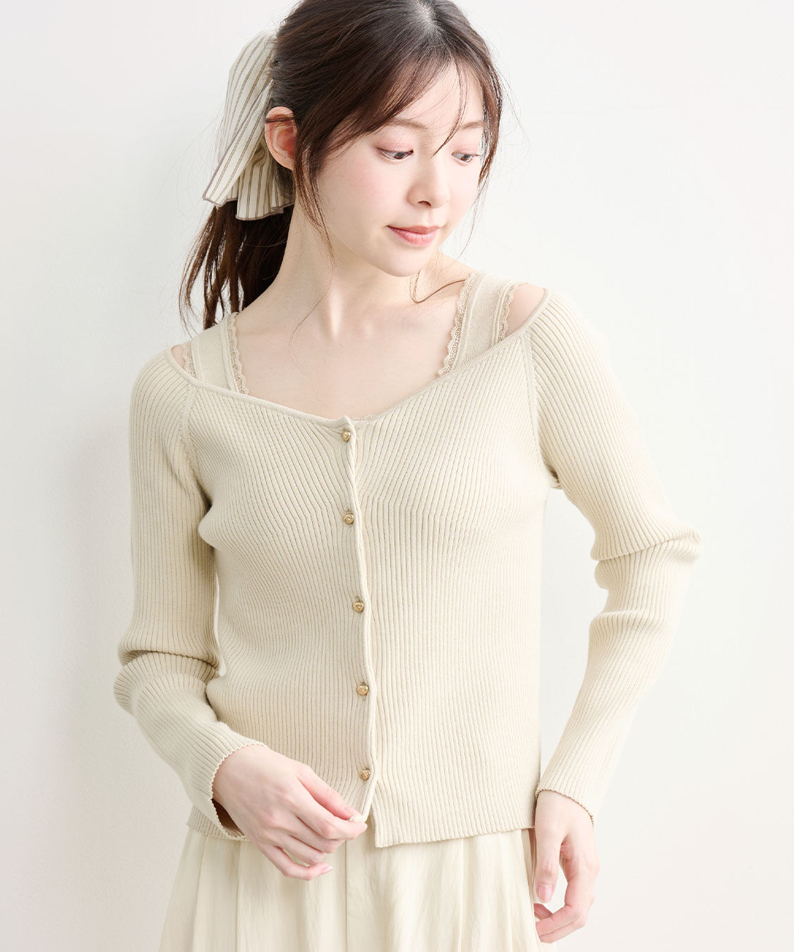 COCO DEAL「Vネックリブニットカーディガン」|ニット・セーター|