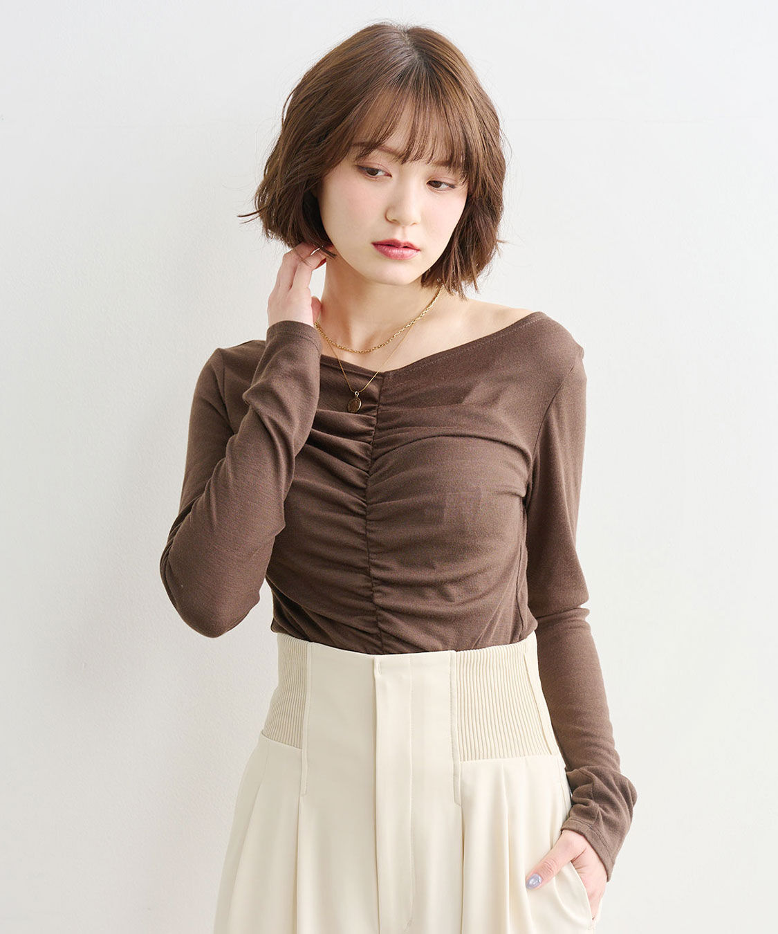 COCO DEAL「ギャザーデザインカットソー」|Tシャツ・カットソー|