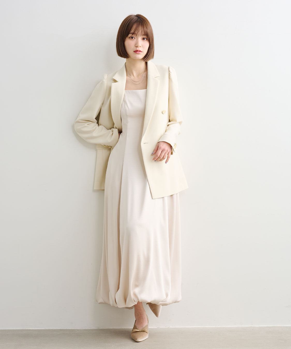 COCO DEAL「バルーンヘムバックデザインサテンワンピース」|ワンピース|