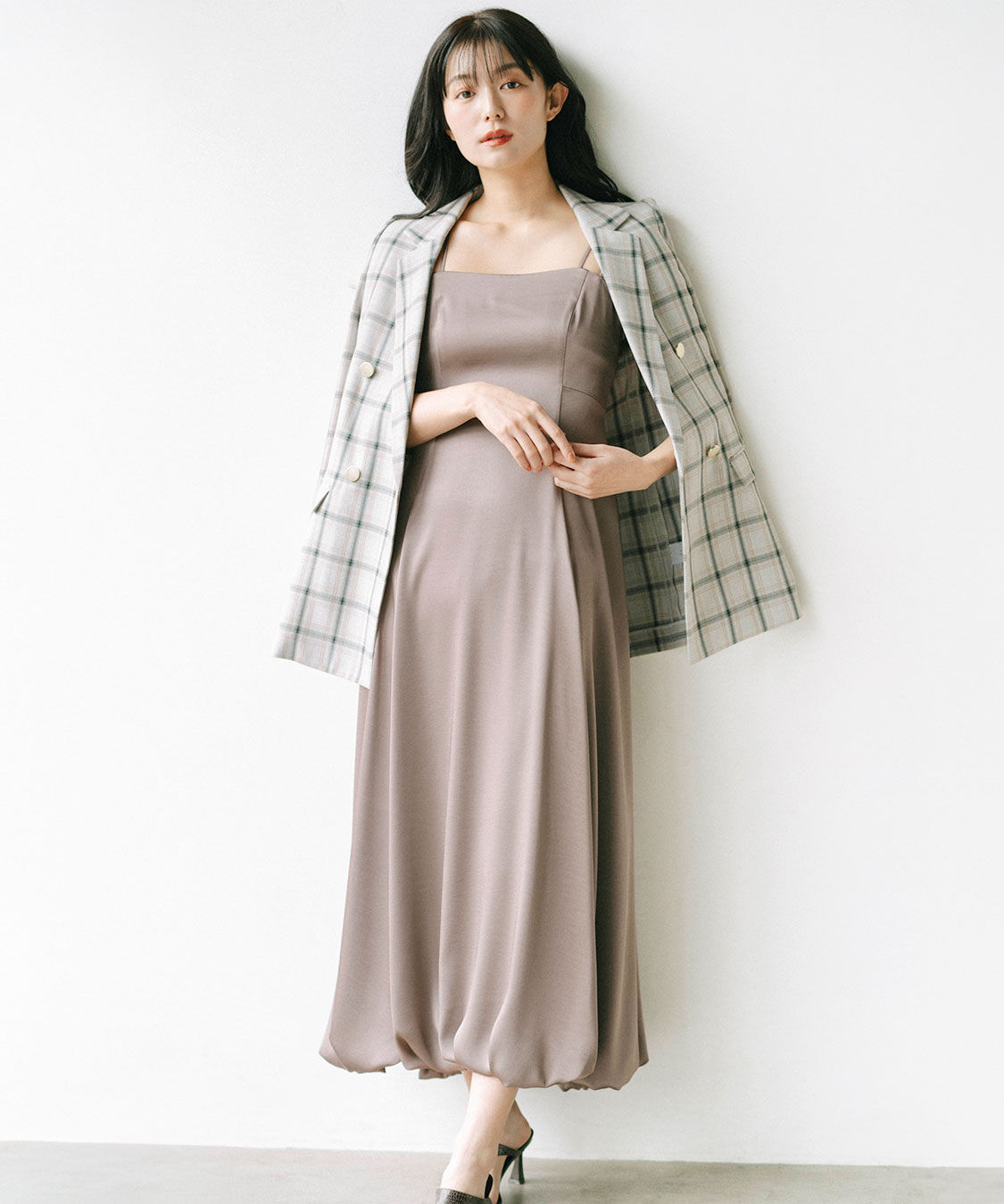 COCO DEAL「バルーンヘムバックデザインサテンワンピース」|ワンピース|