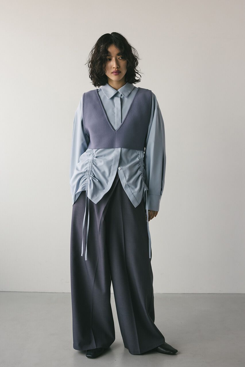 STYLEMIXER「ベストセットギャザーシャツ」|シャツ・ブラウス|SAX