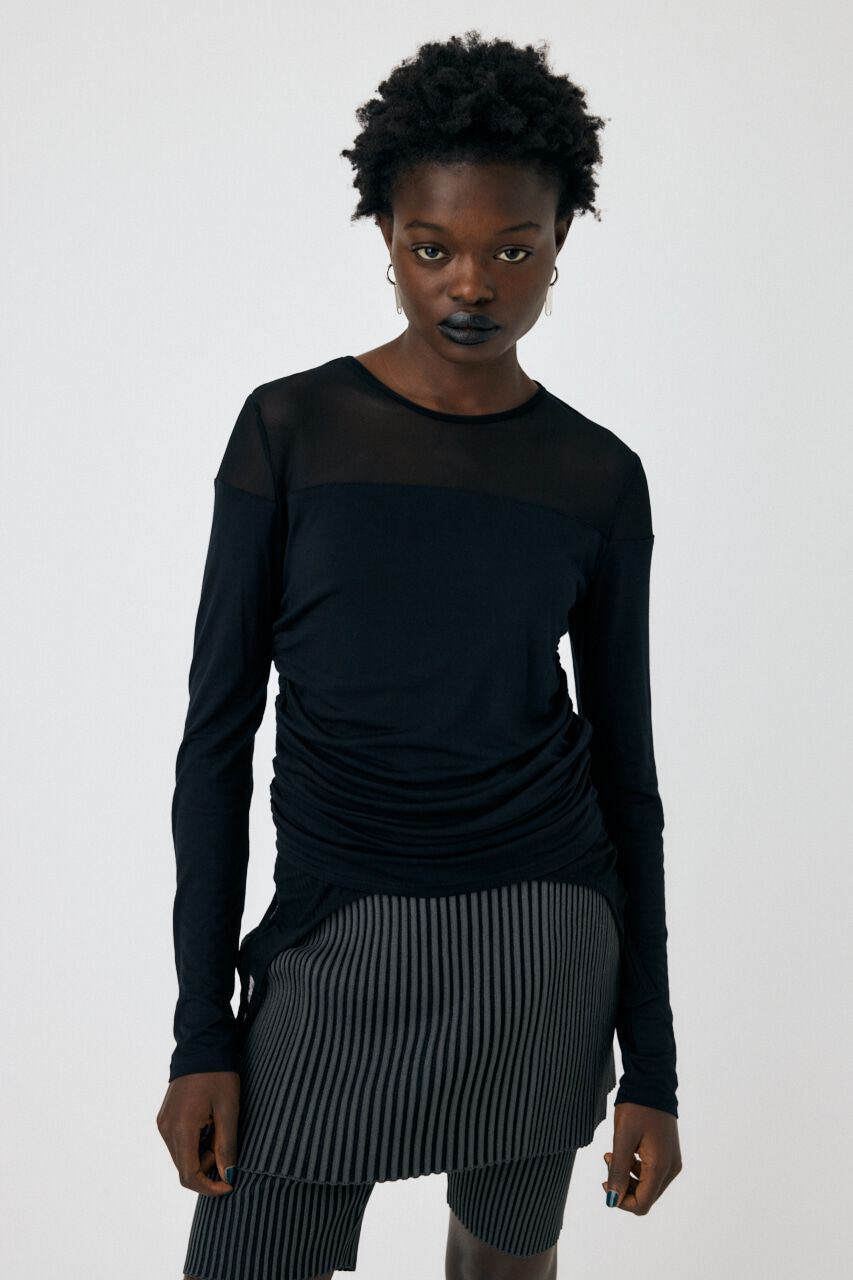 MOUSSY「SHEER LAYERED LS トップス」|Tシャツ・カットソー|BLK