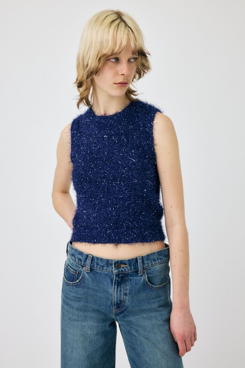 MOUSSY「SHAGGY GLITTER KNIT トップス」|ニット・セーター|