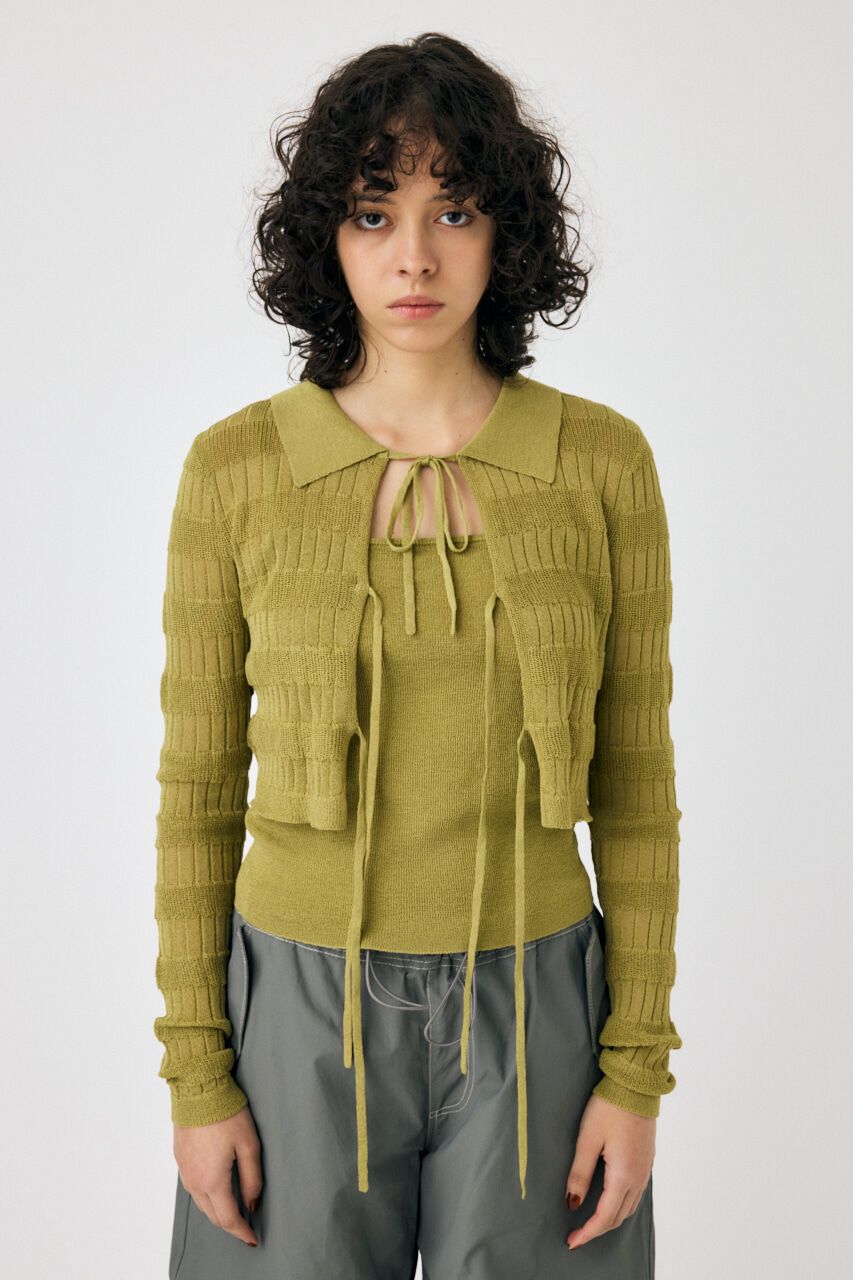 MOUSSY「KNIT キャミ & RIBBON シャツセット」|シャツ・ブラウス|