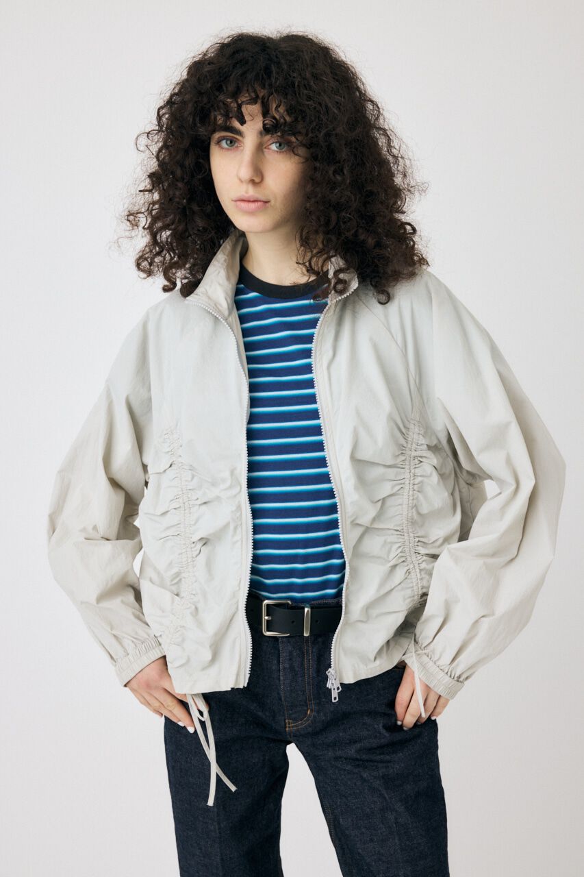 MOUSSY「RIBBON GATHER NYLON ジャケット」|ブルゾン・スタジャン|