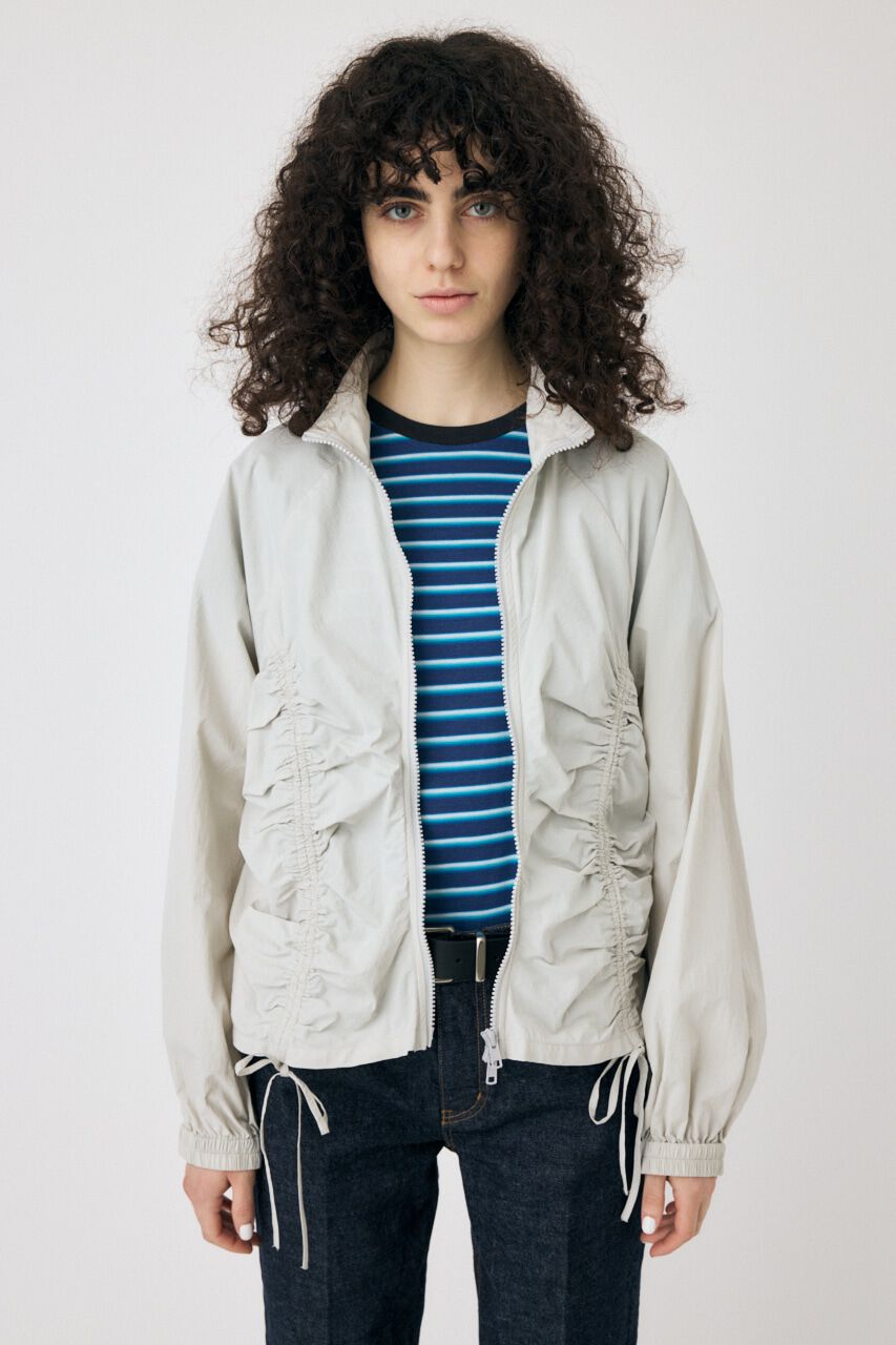 MOUSSY「RIBBON GATHER NYLON ジャケット」|ブルゾン・スタジャン|
