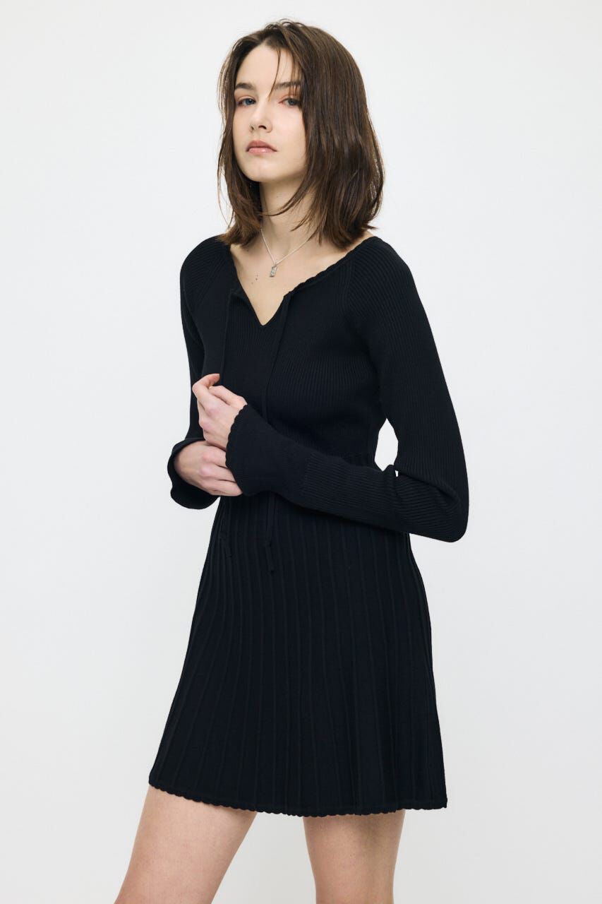 MOUSSY「PICO RIBBON MINI ドレス」|ワンピース|BLK