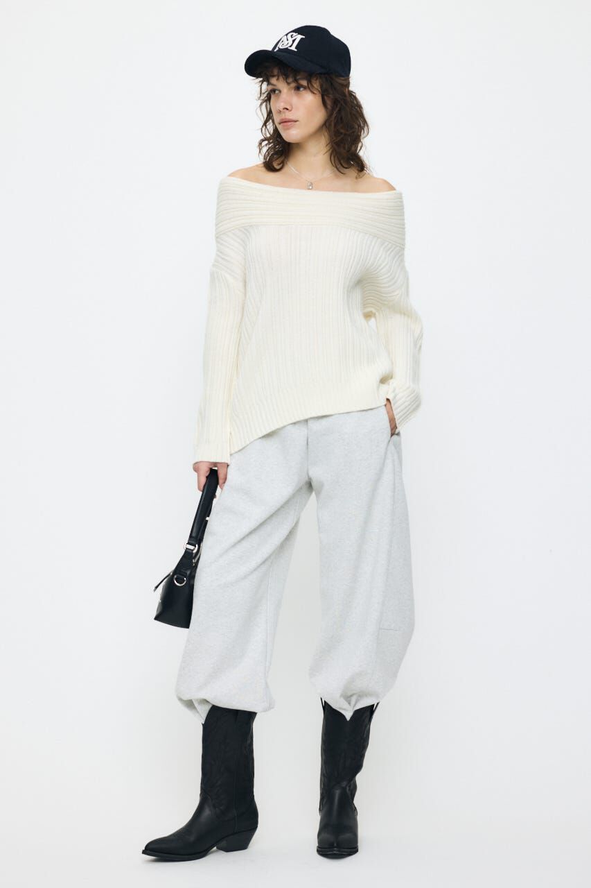 MOUSSY「OVER RIB OFF SHOULDER トップス」|ニット・セーター|