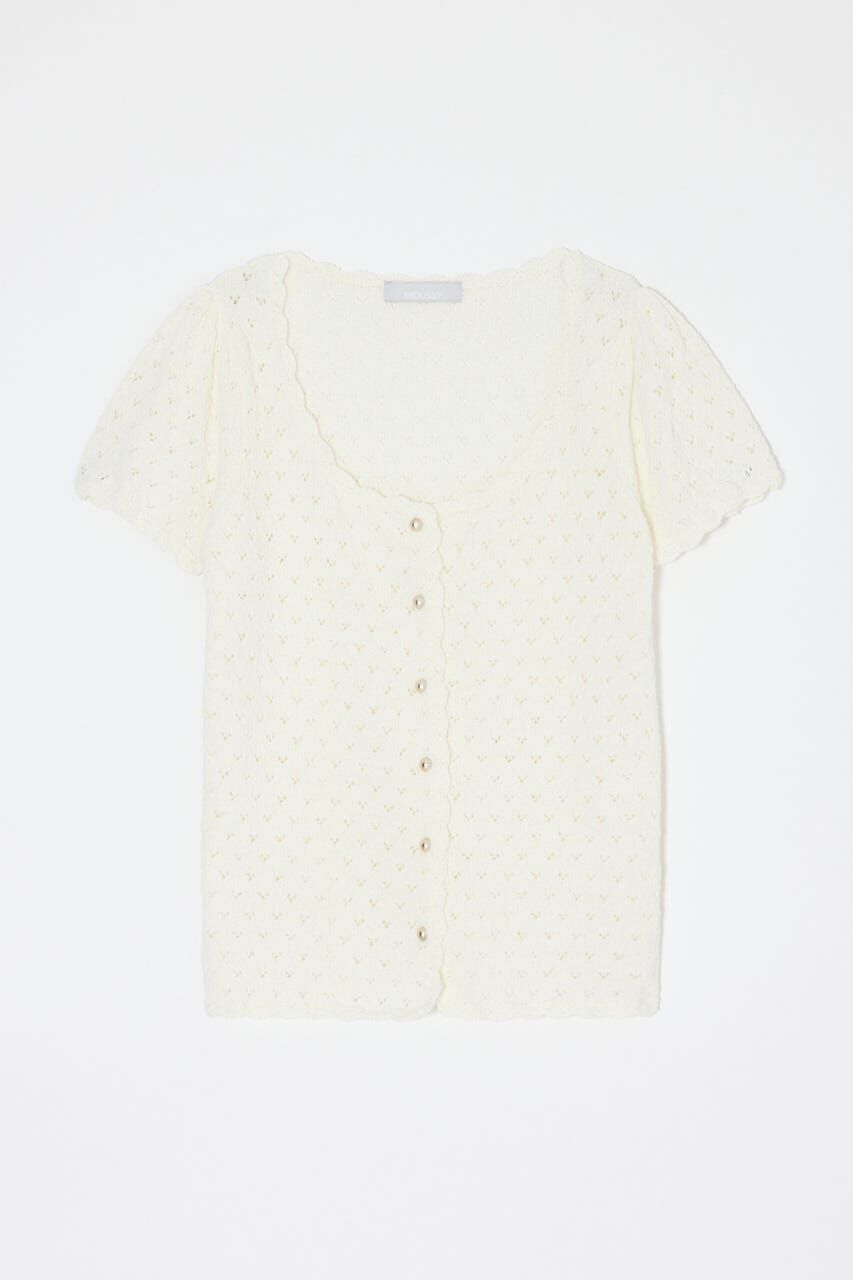 MOUSSY「EYELET BUTTON UP トップス」|ニット・セーター|