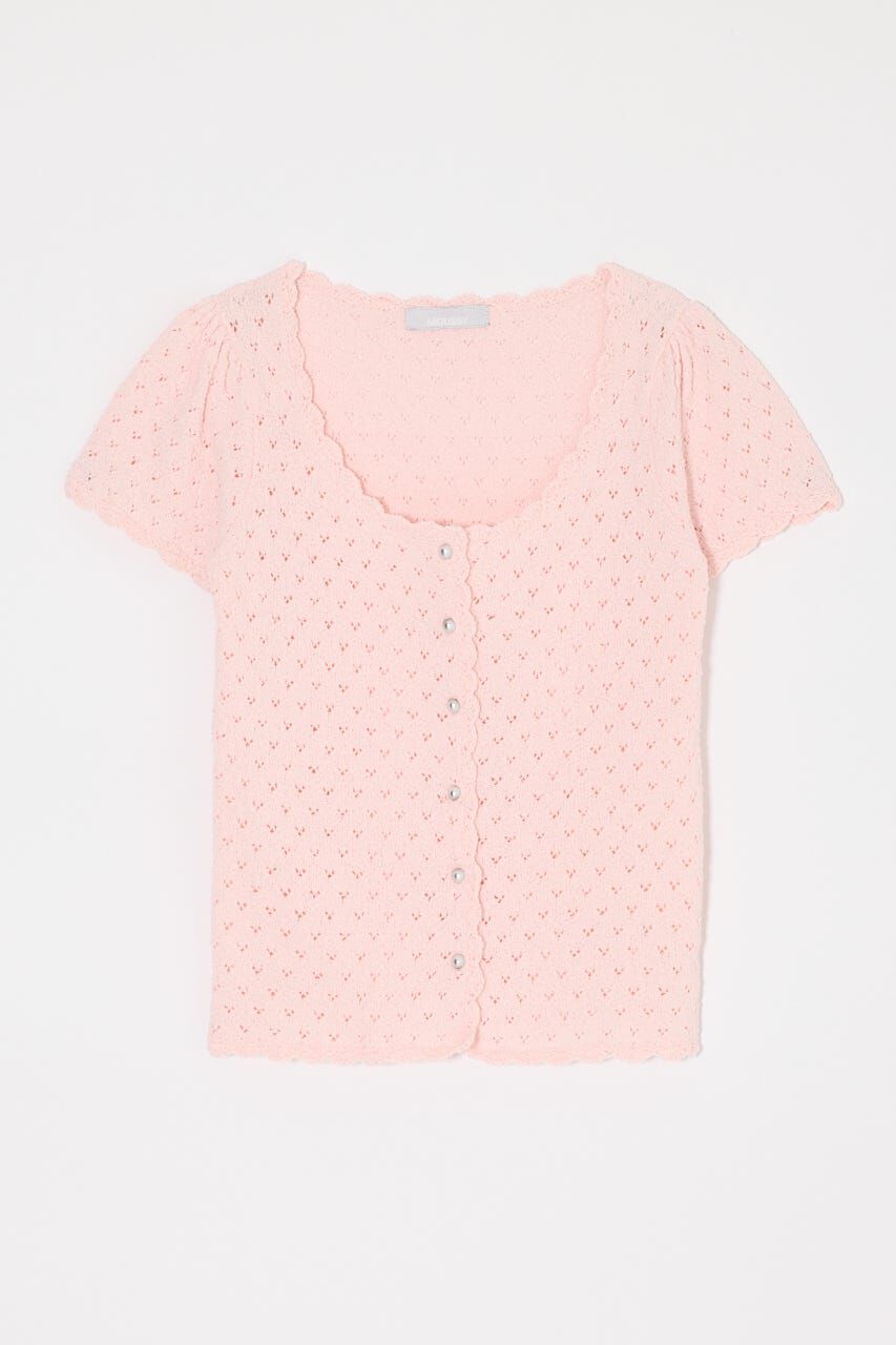 MOUSSY「EYELET BUTTON UP トップス」|ニット・セーター|