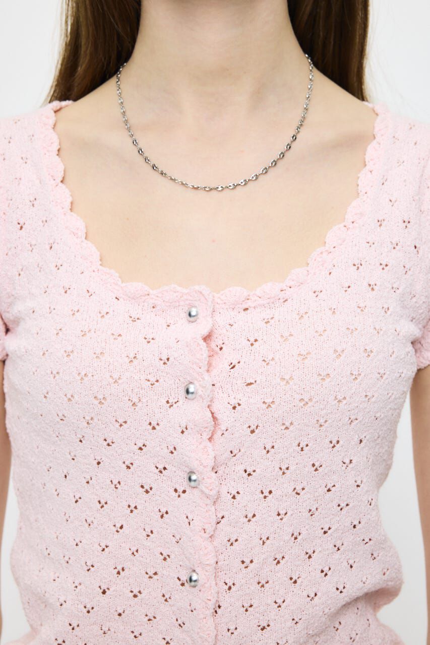 MOUSSY「EYELET BUTTON UP トップス」|ニット・セーター|