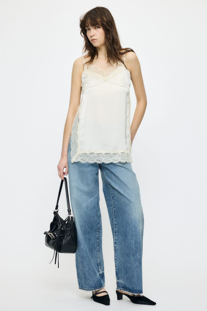 MOUSSY「LACE TRIM SATIN キャミ」|キャミソール|