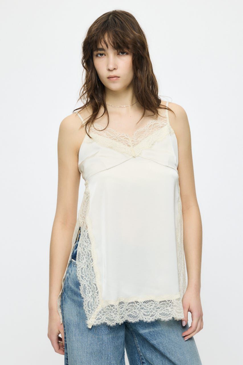 MOUSSY「LACE TRIM SATIN キャミ」|キャミソール|