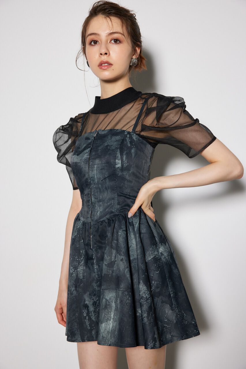 rienda「ベアビスチェギャザーフレアミニワンピース」|ワンピース|