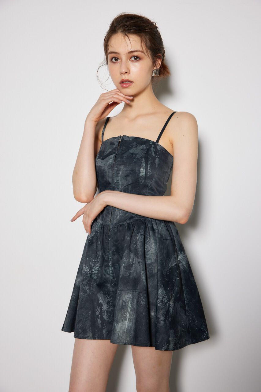 rienda「ベアビスチェギャザーフレアミニワンピース」|ワンピース|