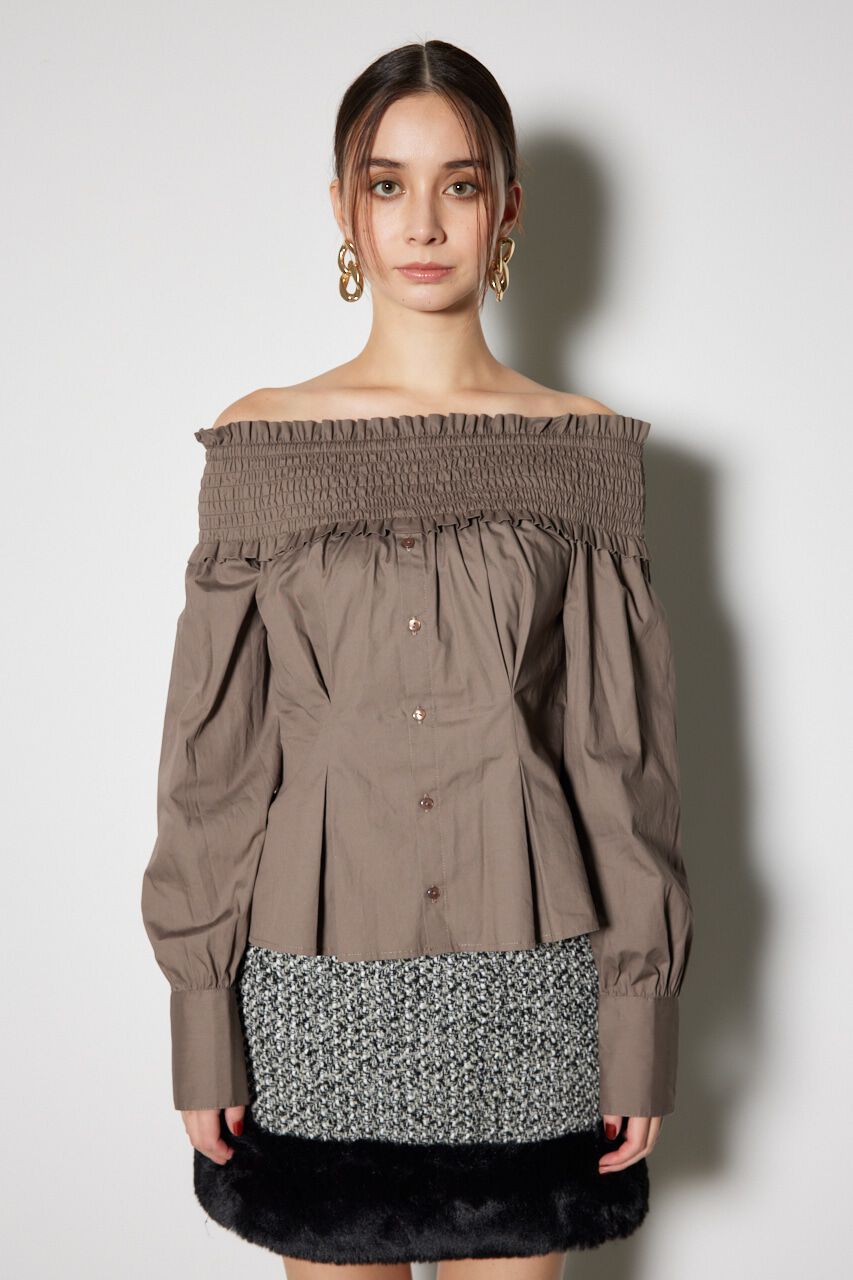 rienda「シャーリングオフショルトップス」|シャツ・ブラウス|