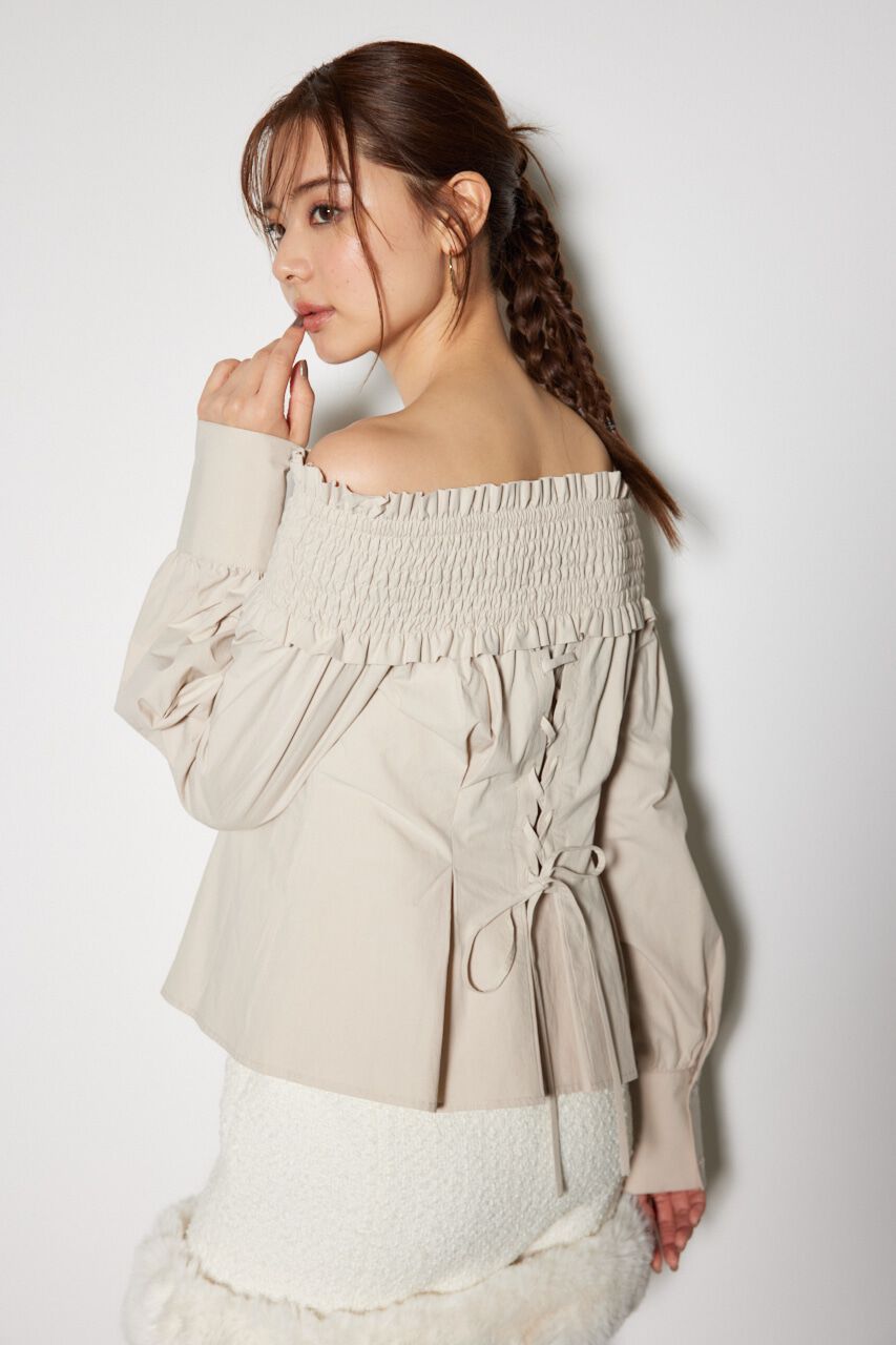 rienda「シャーリングオフショルトップス」|シャツ・ブラウス|BEG