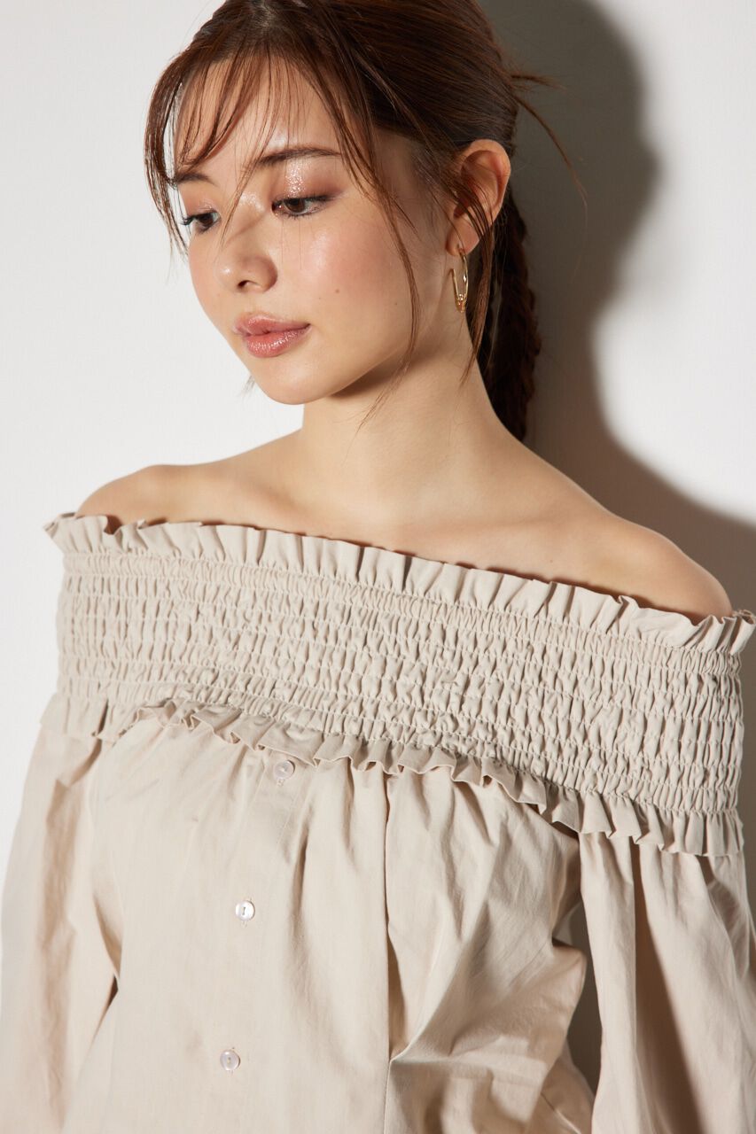 rienda「シャーリングオフショルトップス」|シャツ・ブラウス|