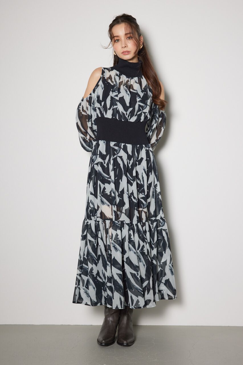 rienda「knitコンビスリットフレアワンピース」|ワンピース|