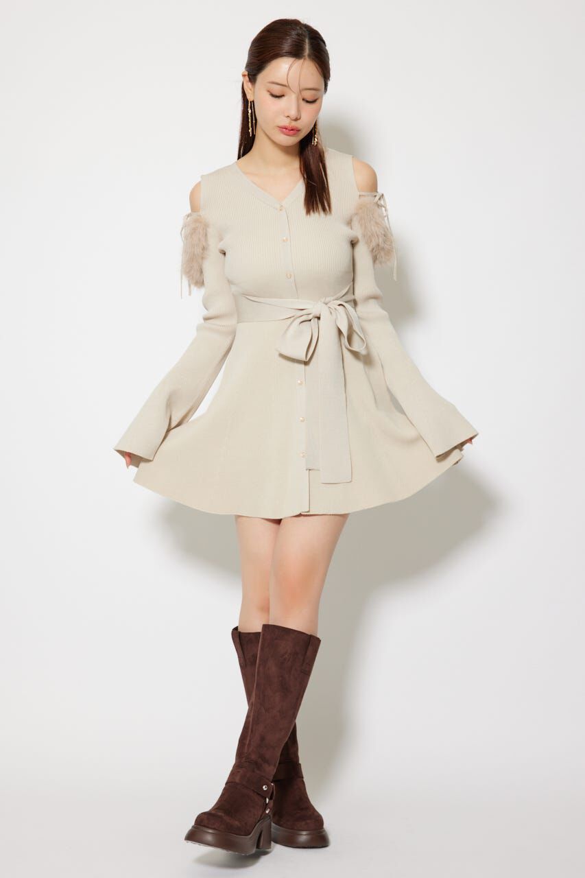 rienda「many wayフェイクファーミニニットワンピース」|ワンピース|