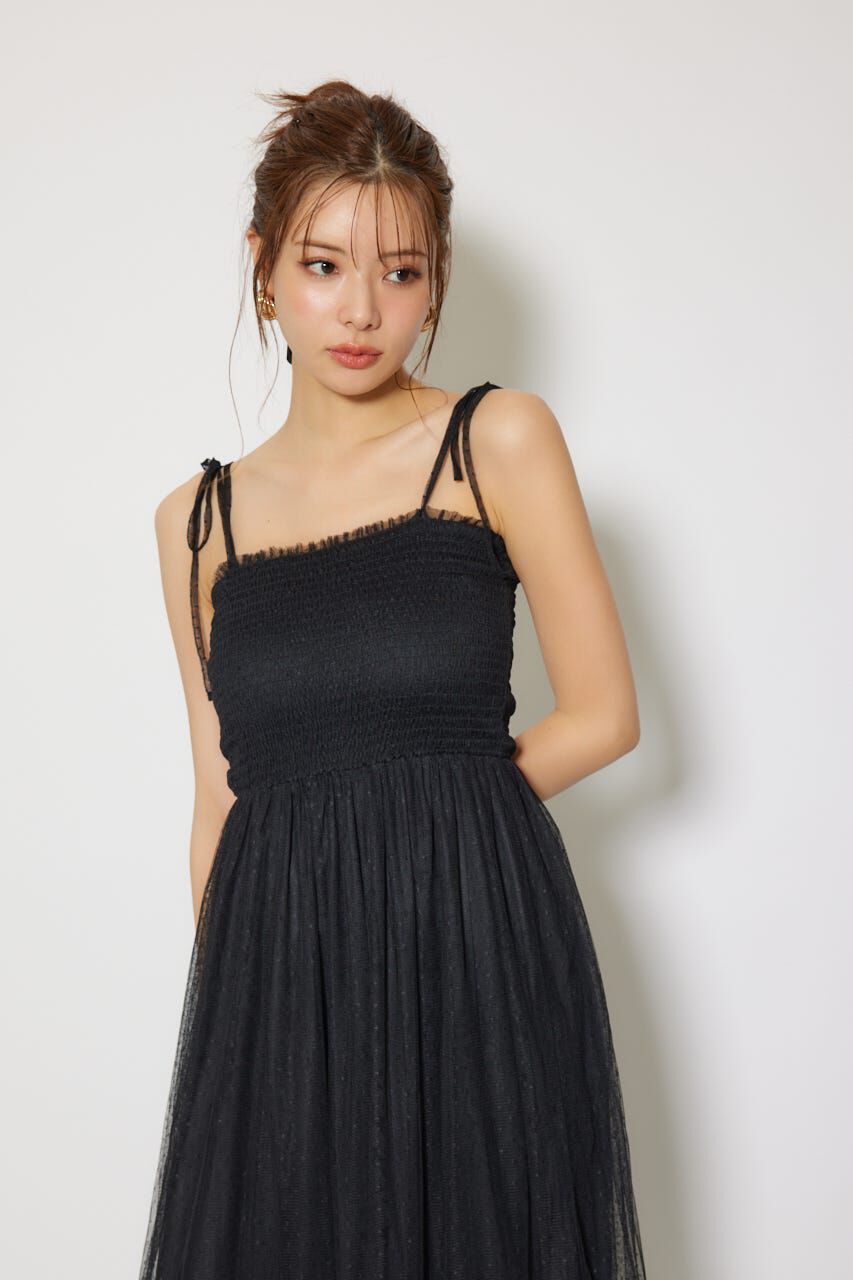 rienda「ニットカーディガンセットドットチュールフレアワンピース」|ワンピース|