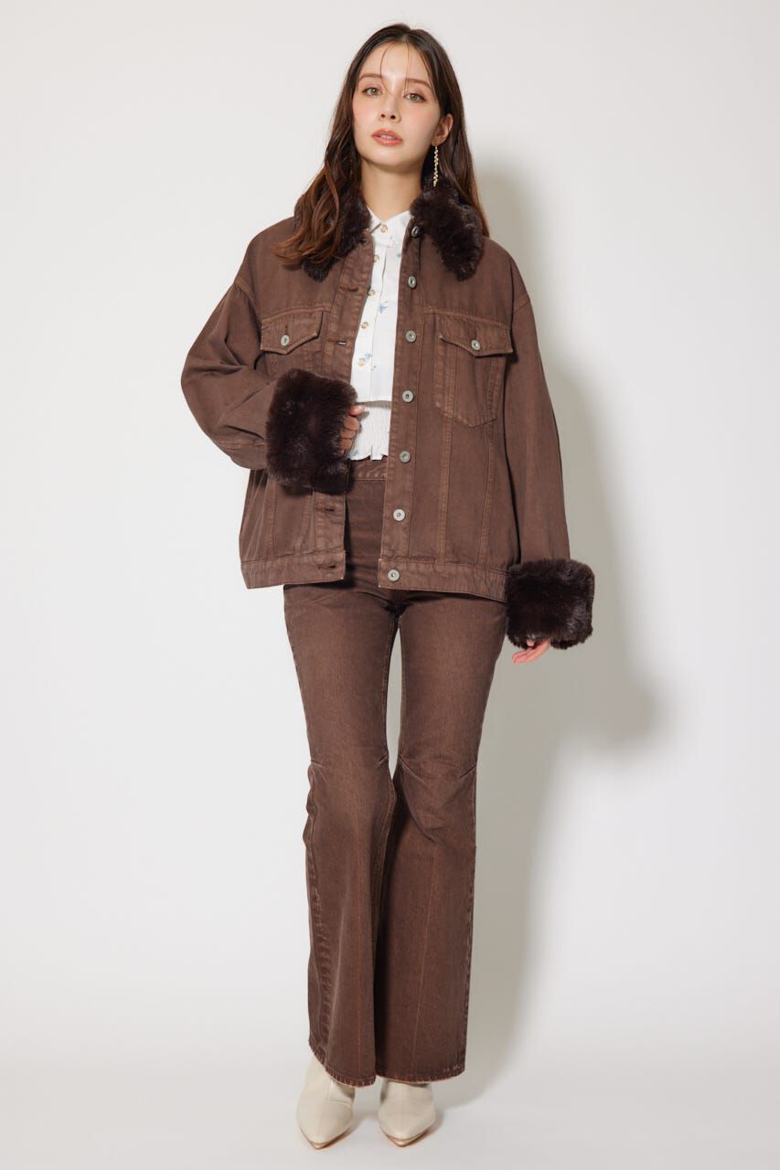 rienda「フラワー刺繍ブーツカットパンツ」|デニム|