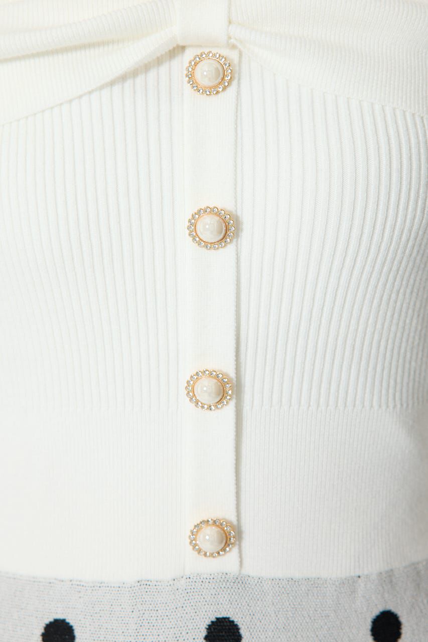 rienda「リボンデザインドットニットワンピース」|ワンピース|