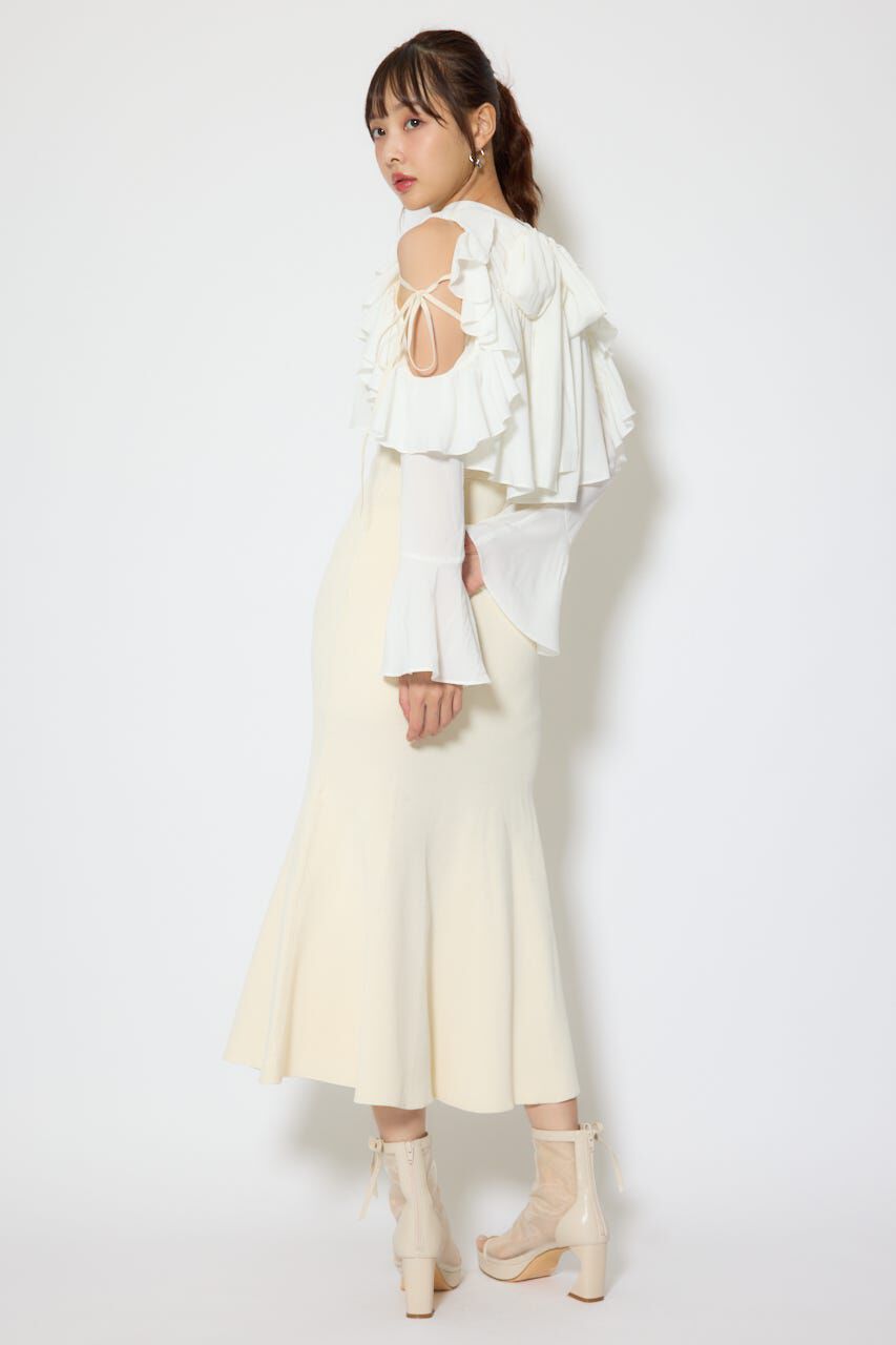 rienda「オープンショルダーフリルニットセットワンピース」|ワンピース|