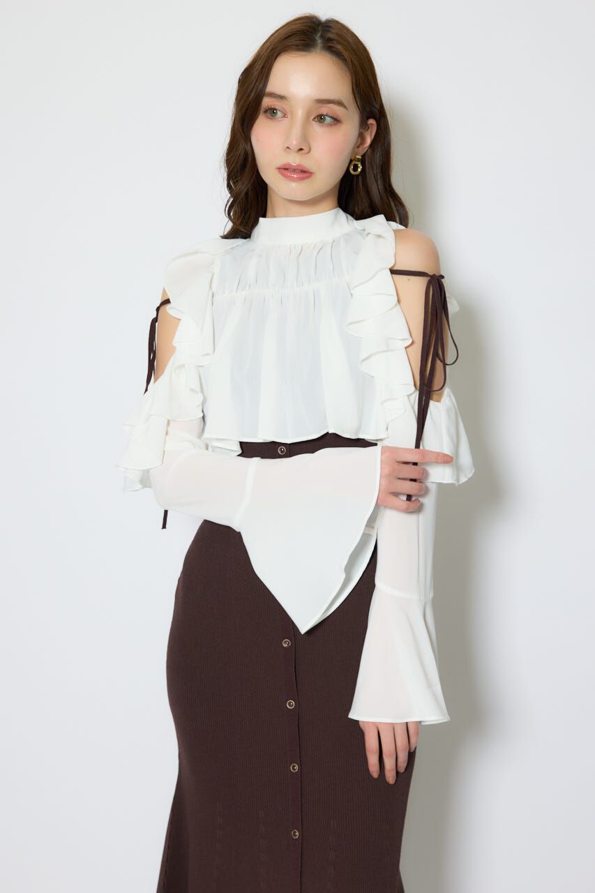 rienda「オープンショルダーフリルニットセットワンピース」|ワンピース|